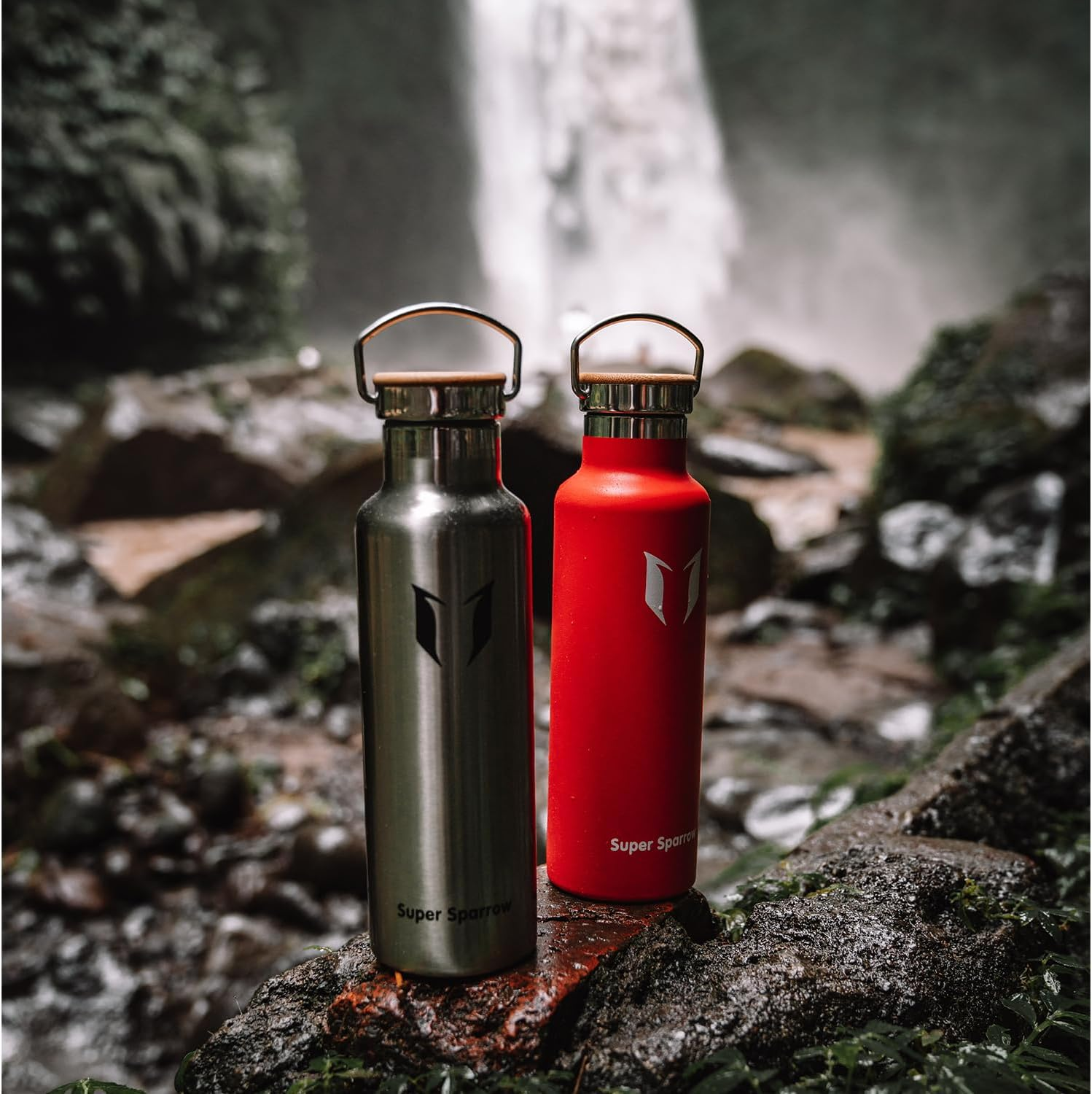 Super Sparrow Water Bottle Insulated - 500Ml - Standard Mouth Flask - BPA Free, Leak Proof Drink Bottle - Ergonomic Straw Water Bottles for Work, Gym, Travel, Sports, Outdoor - 2 Lids image number 1