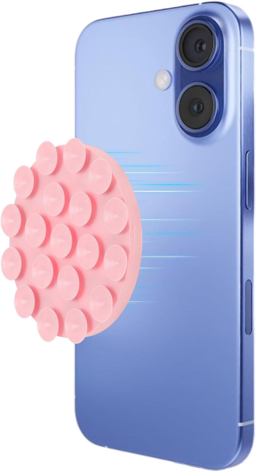 CAPASTEC Magnetic Suction Cup Phone Holder, round Cell Phone Grip for Mobile Phones, Non-Slip Suction Phone Holder for Selfies Videos, Pink image number 2