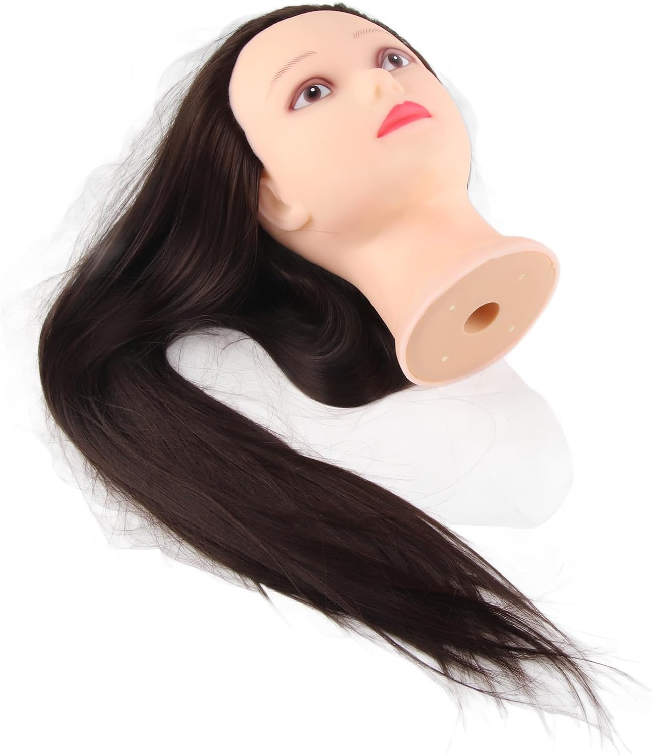 24In Hairdressing Training Head Model Mannequin with Real and Synthetic Hair, Clamp Holder for Various Hairstyles image number 2