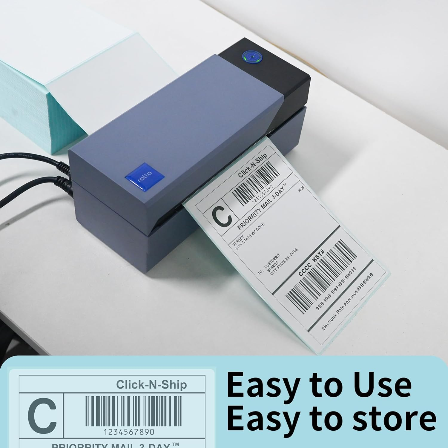 L LIKED 500 Fanfold 4" X 6" Direct Thermal Labels, Shipping Labels with Perforated Line for Zebra & Rollo Printers,White