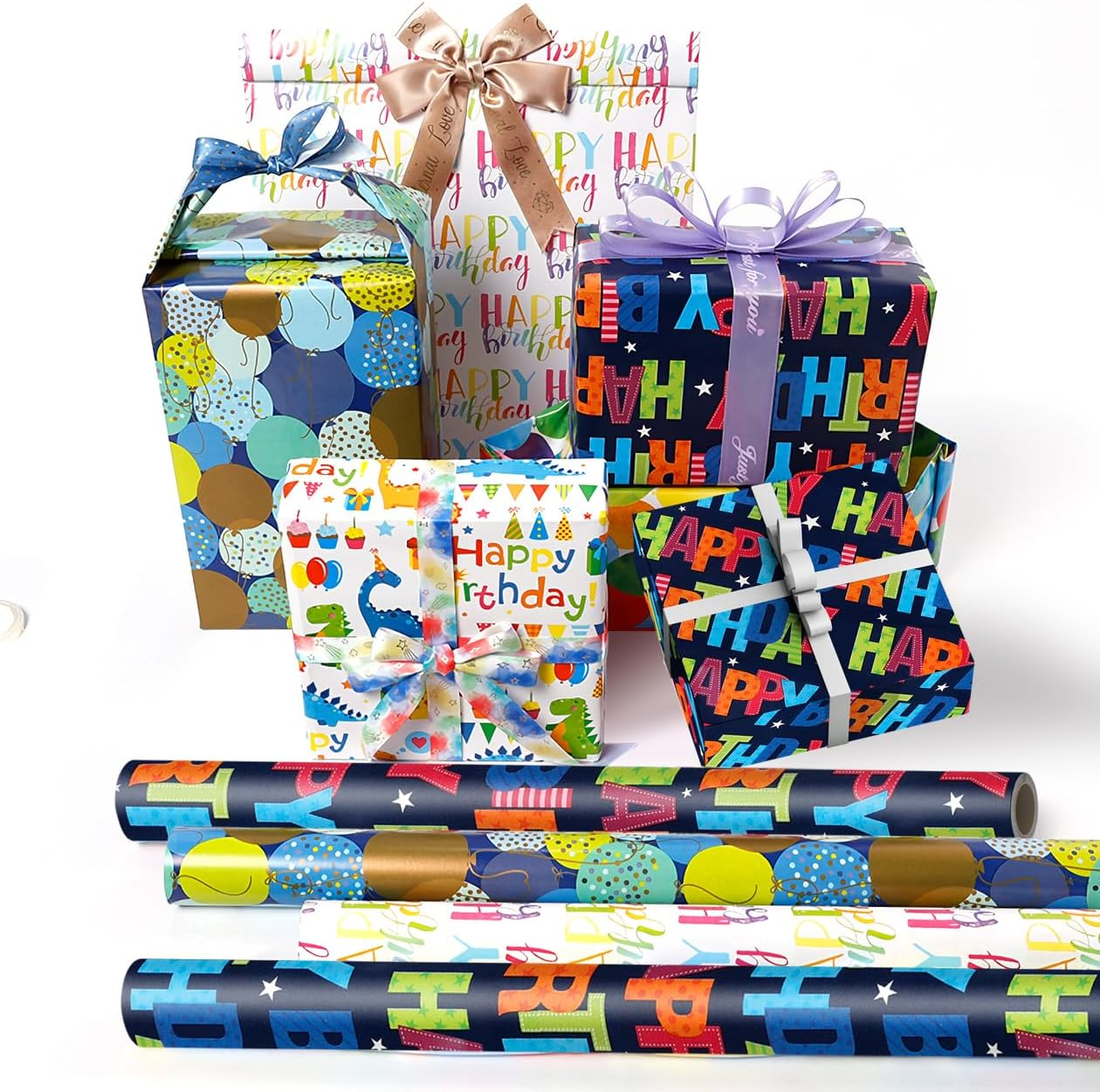 RINGSUN Birthday Wrapping Paper Roll, 43X300Cm Happy Birthday Gift Wrapping Paper, Premium Birthday Gift Wrapping Paper Roll - Ideal for Boys & Girls Presents image number 3