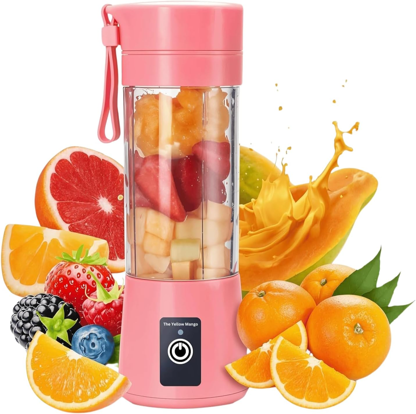 Portable Blender Cup, Electric USB Mini Juicer Blender for Shakes and Smoothies, 380Ml, 6 Stainless Steel Blades, Rechargeable, Lightweight, Black, Ideal for Travel & Gym (Pink) image number 2