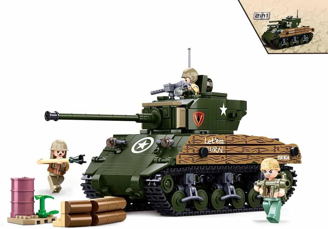 Sluban Klemmbausteine M38-B1110 WWII-M4A3 (76W) Medium Tank image number 2