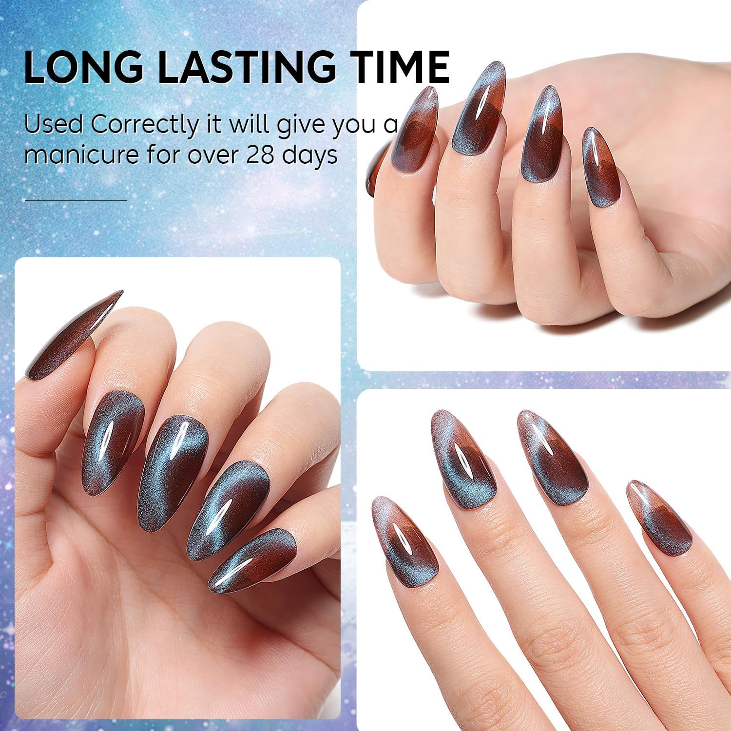 Nicedeco Hema Free Cruelty Free Vegan Cat Eye Gel Nail Polish, High Gloss Long Lasting Soak off LED U V Gel Polish 1 Pcs 15Ml - 305