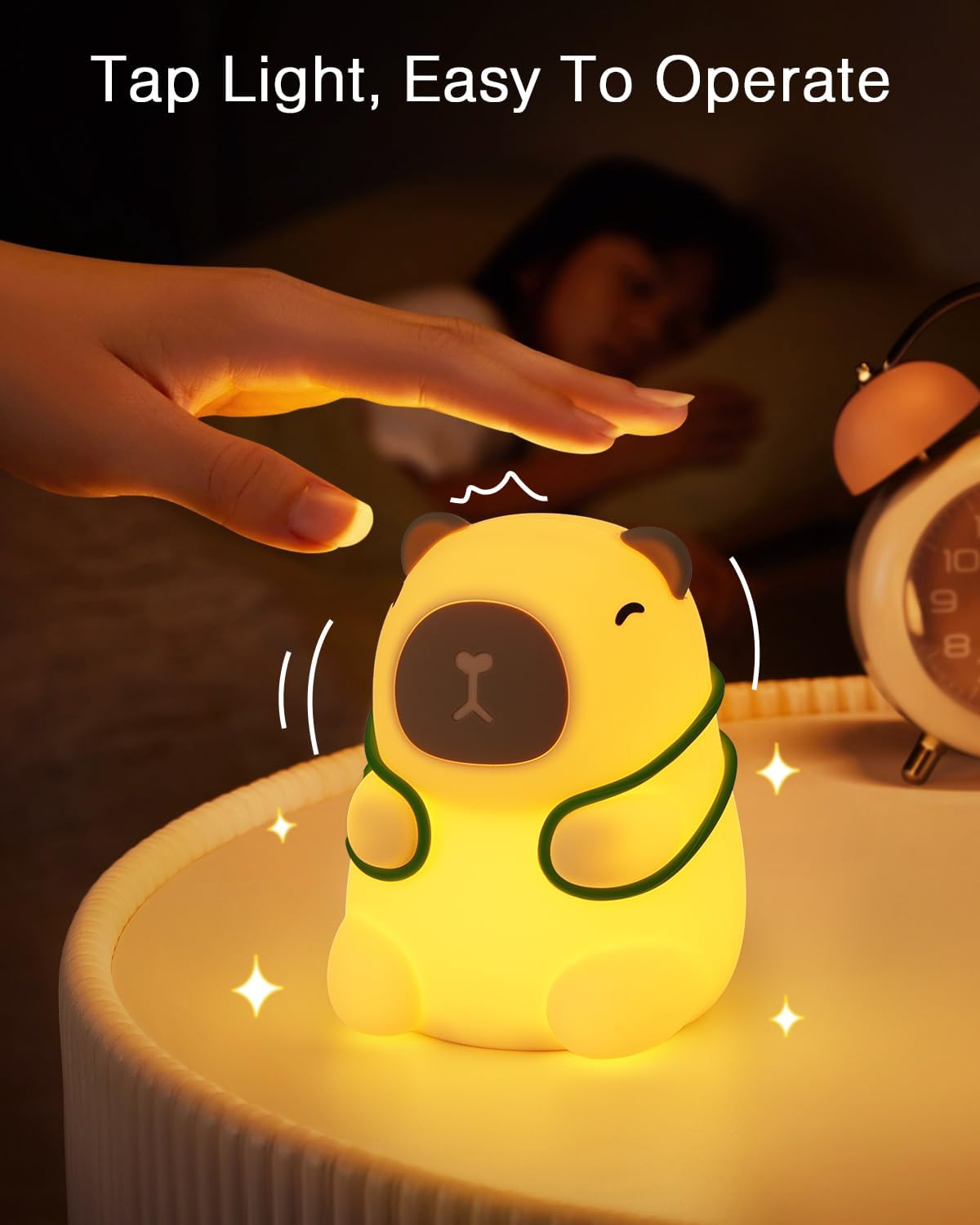 Capybara Night Light, Cute Animal Soft Silicone LED Lamp with 3 Brightness & 7 Color and Timer, Rechargeable Nursery Bedside Light for Kids Room Decor, Birthday Holiday Gifts for Boy Girl image number 4