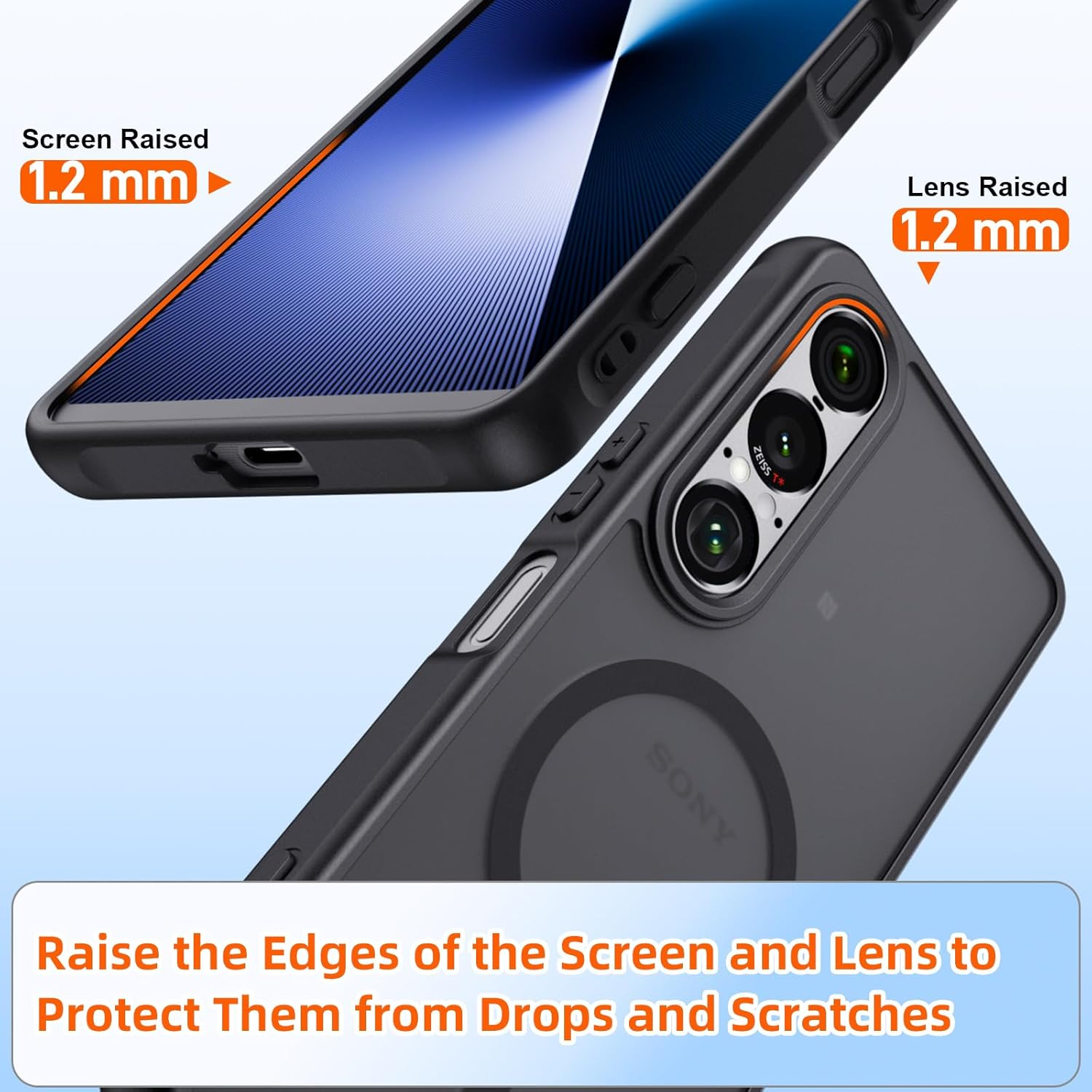 Vanrain Magnetic Case for Sony Xperia 1 VII Compatible with Magsafe, Mobile Phone Case, Shockproof, Scratch-Resistant, Matt, Translucent Back Mobile Phone Case, Black image number 4