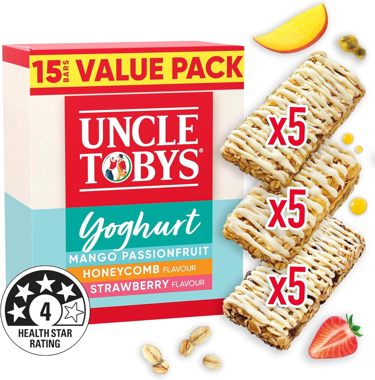 Uncle Tobys Strawberry Yoghurt Muesli Cereal 15 Bars (75 Count, Pack of 5) image number 1