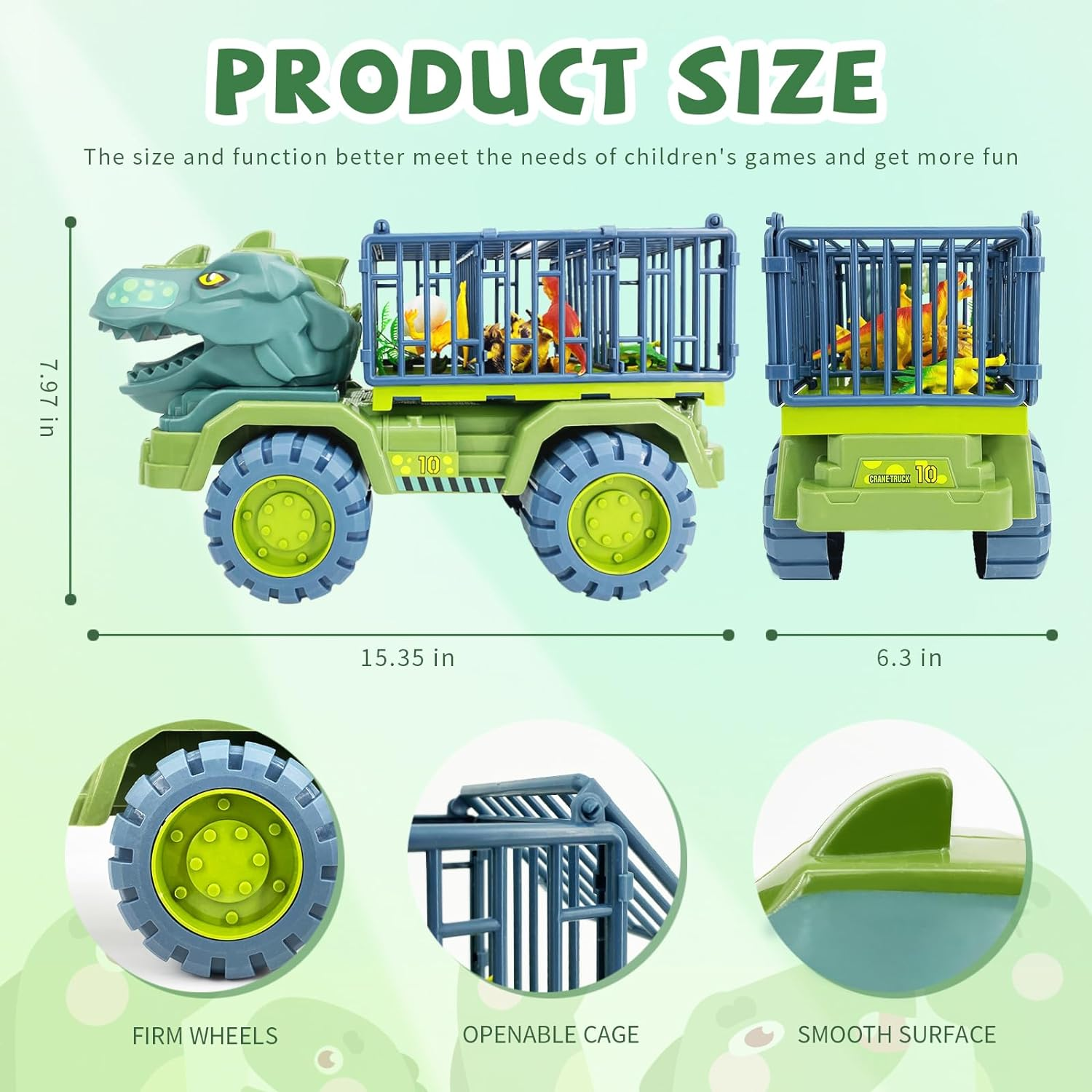 Dinosaur Truck Toy for Kids 3-7, Vehicle Carrier Car Toys with Dino Figures & Play Mat, Fun Toy Set Gifted for Boys and Girls, Exciting Adventures Await! image number 4