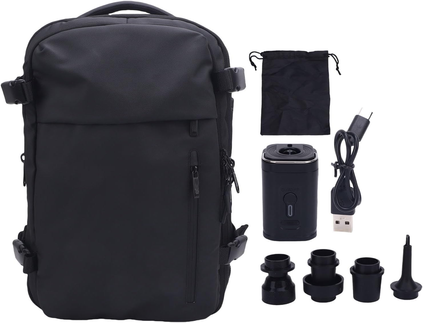 Sorandy Vacuum Backpack, 36-55L Expandable Vacpack Backpack Vacuum Compression Bag with Pump, Space Saver Bags for Travel, Camping, Dry Wet Separation (Black) - Green image number 3