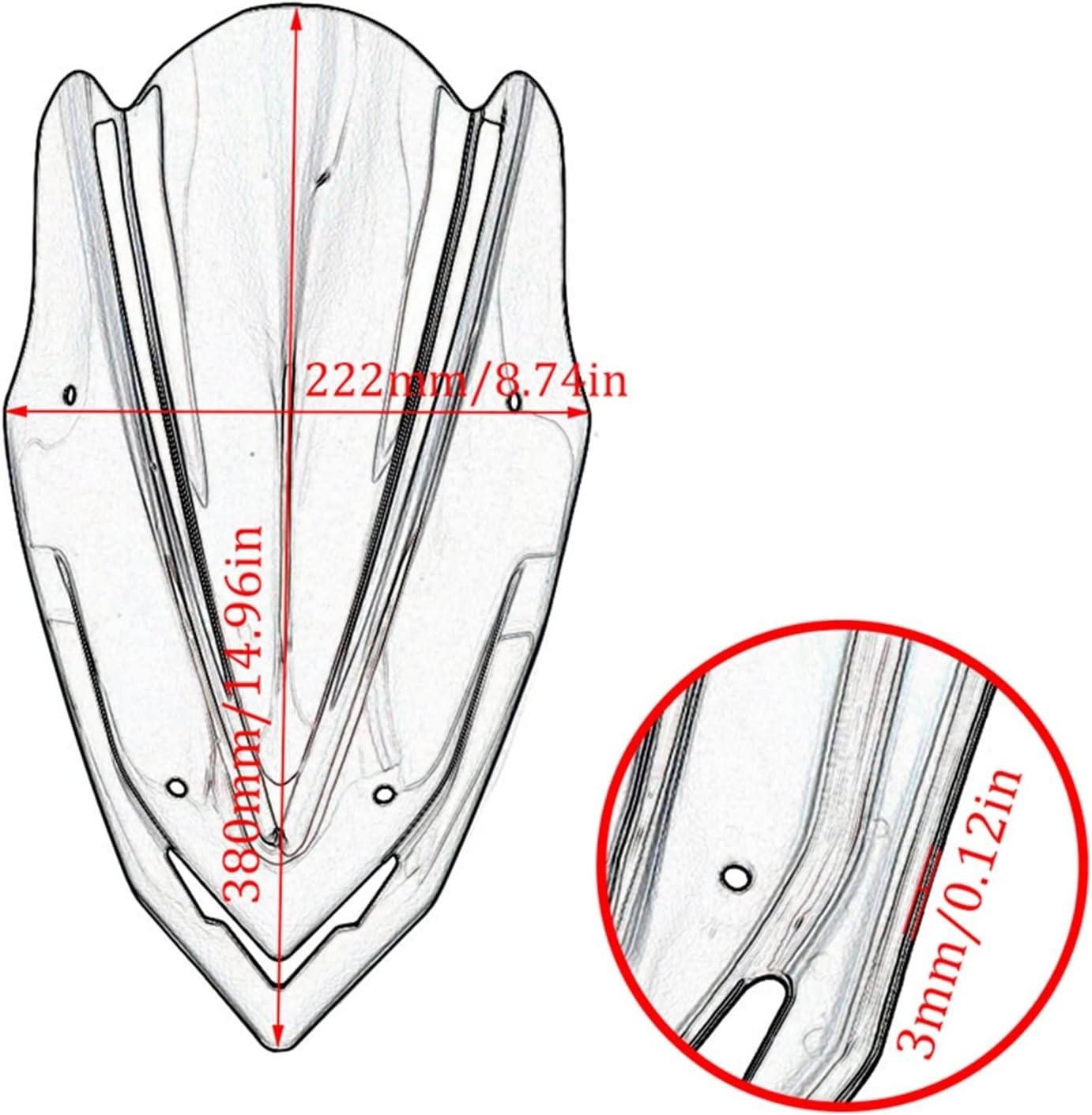 KANGYEBAIHUODIAN Fit for Kawasaki Z900 Z 900 2017 2018 2019 Motorcycle Accessories Sports Windscreen Windshield Viser Visor Wind Deflectors New (Color : Light Smoke) image number 2