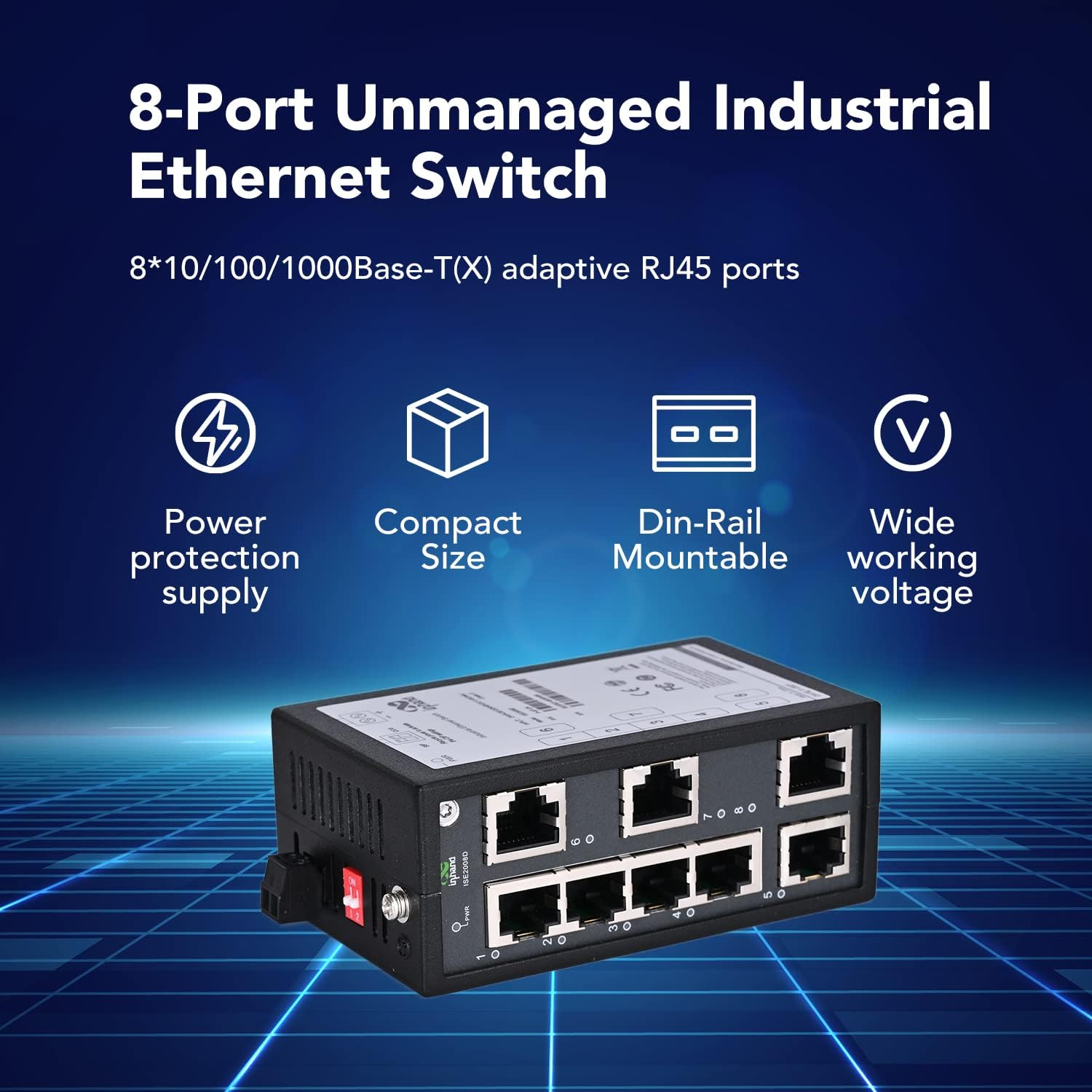 Inhand Networks Ise-Pseries Switch Industrial Grade Unmanaged Switch (8* 10/100 Base-T(X))