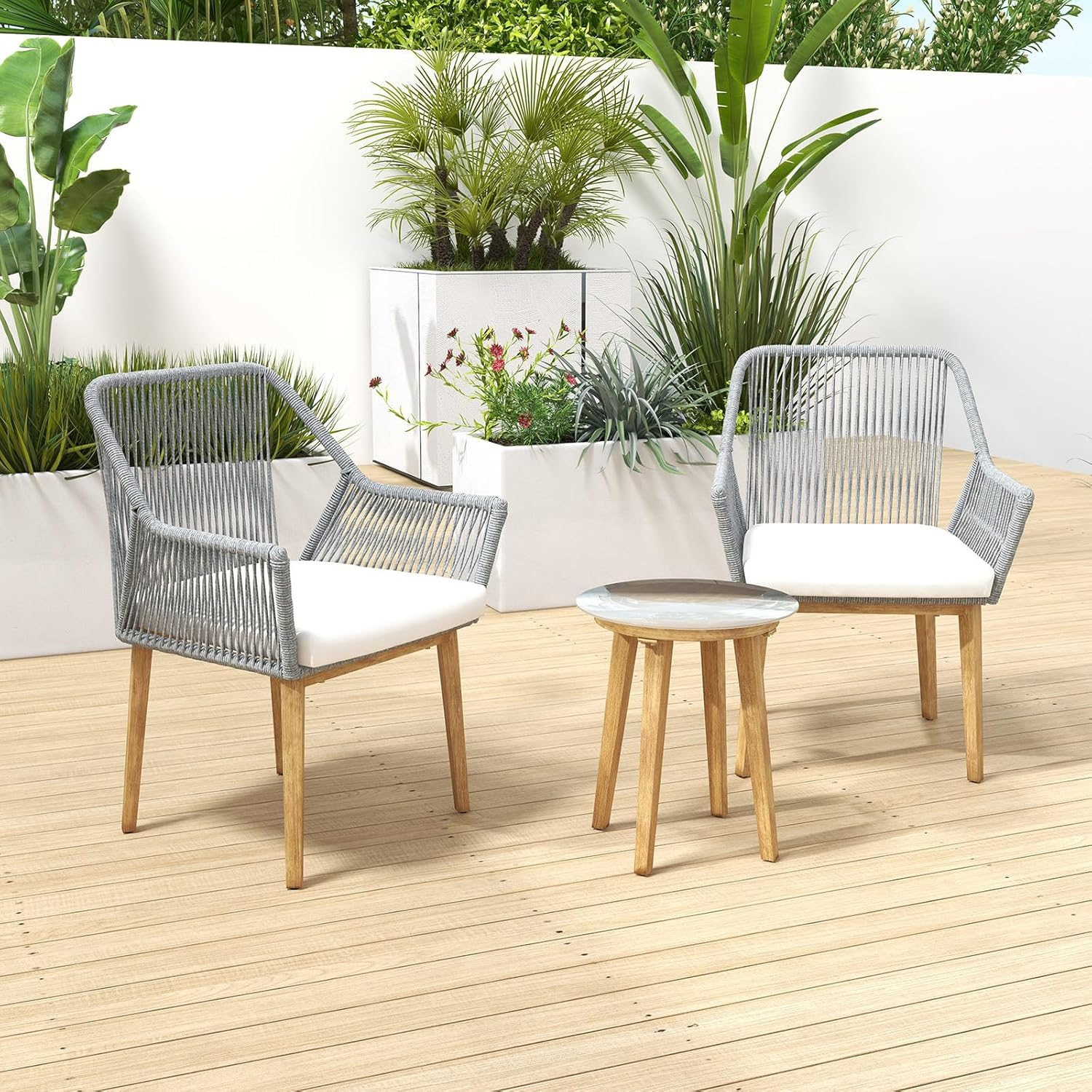 Stylish Weather Resistant Outdoor Bistro Set, Dark Grey (3 Piece) image number 4