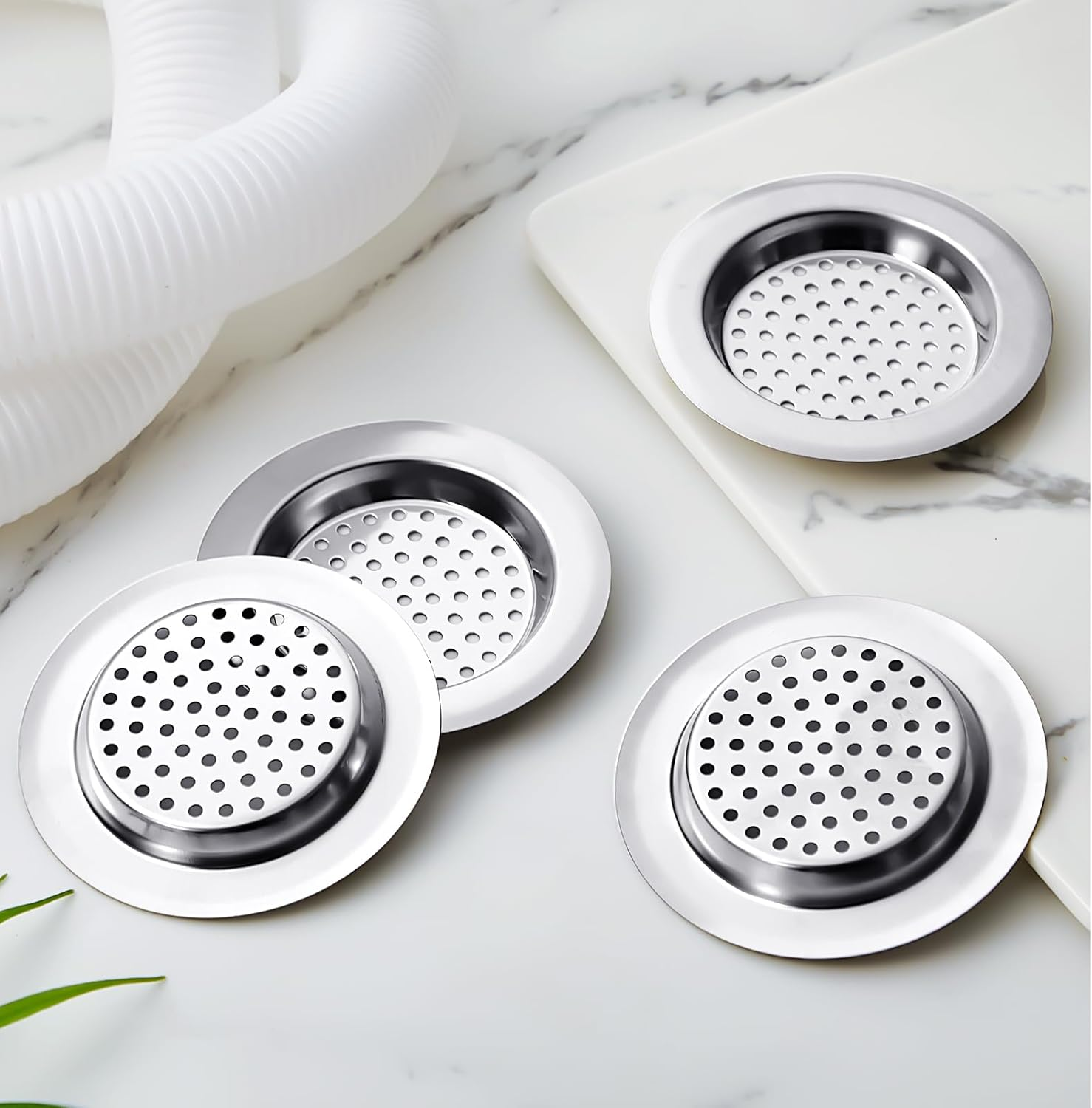 Flutesan 4 Pcs 7.5 Cm /3 Inch Sink Strainer, Kitchen Stainless Steel Sink Drain Strainer, Dishwasher Safe, Inner Diameter 5.2 Cm /2 Inch image number 2