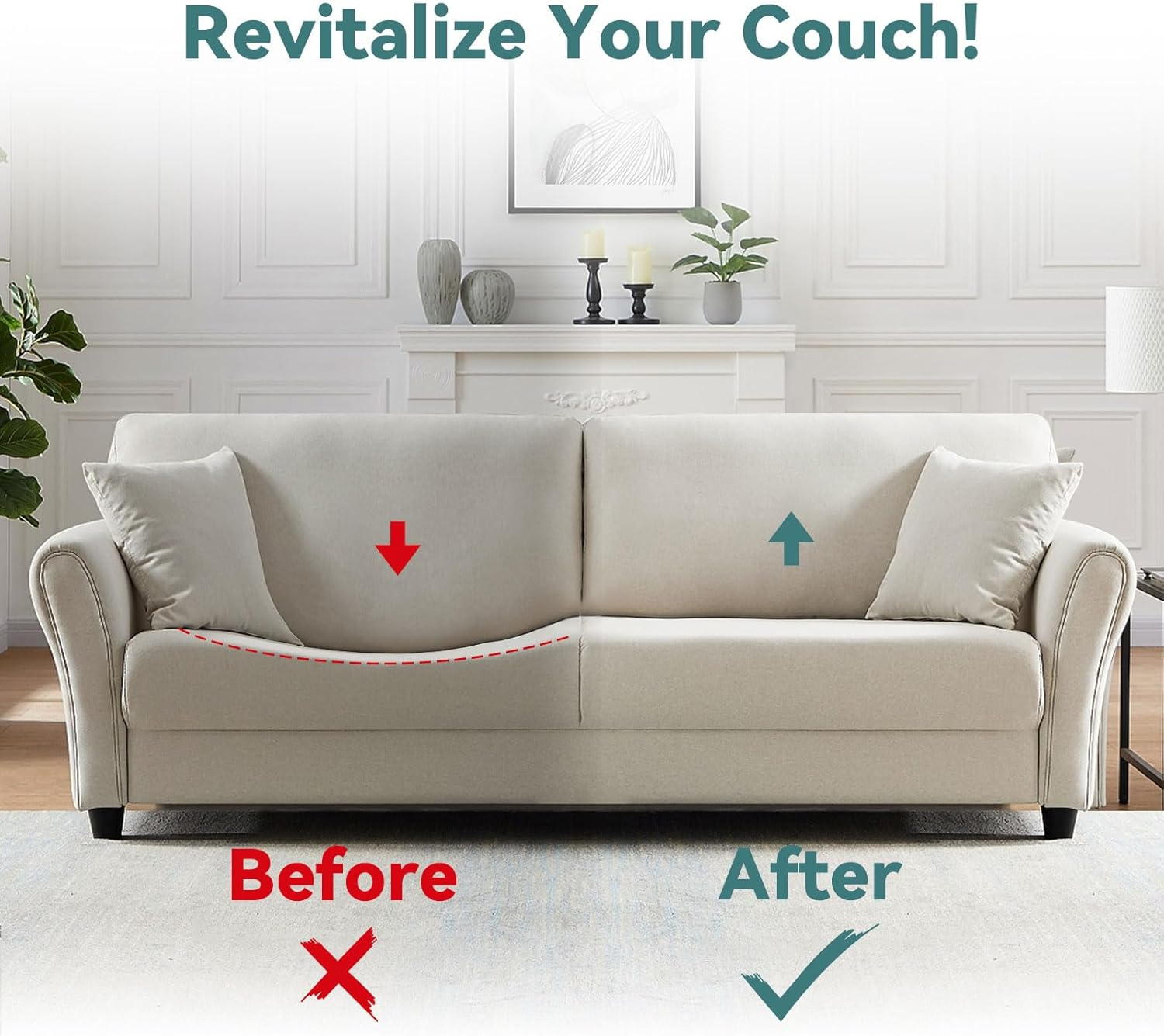 Couch Cushion Support for Sagging Seat &ndash; High-Density Foam Couch Booster, Sofa Seat Lifter under Cushion, Cuttable Upholstery Pad, Furniture Base Restorer &ndash; Set of 1, 55X55Cm image number 3