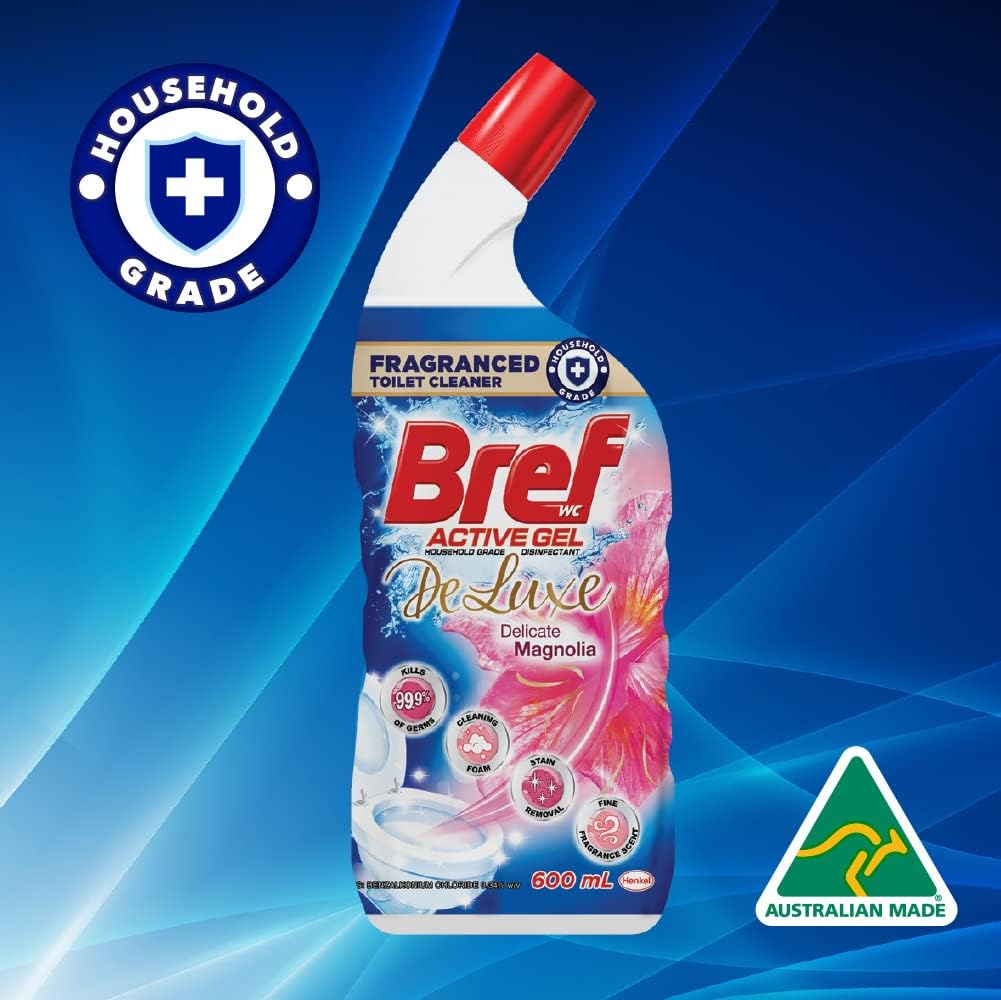 Bref Deluxe Active Gel Delicate Magnolia Toilet Cleaner 600Ml X 8 image number 3