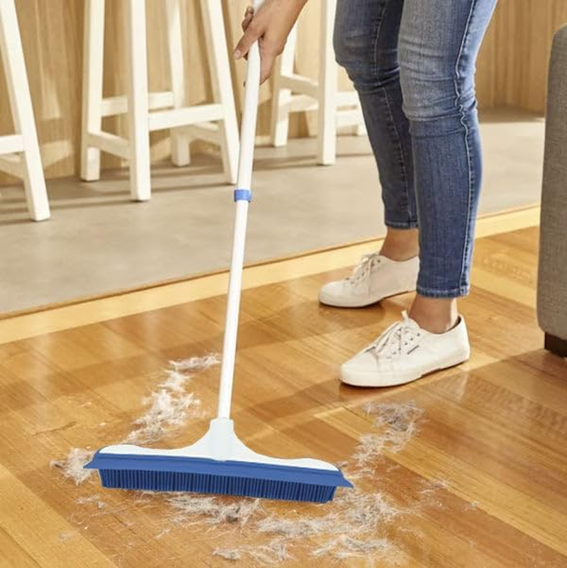 Oates Electrostatic Telescopic Broom with Extendable Steel Handle | Floor Pet Hair Remover | Indoor Outdoor Rubber Broom Tile Cleaner Brush