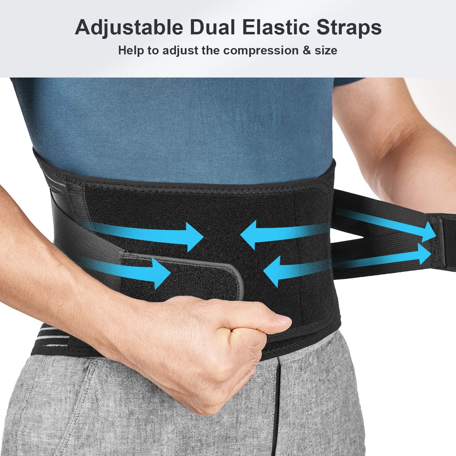 Back Braces for Lower Back Pain Relief with 6 Stays, Breathable Back Support Belt with Lumbar Pad for Men/Women for Work, Anti-Skid Lumbar Support Belt with 16-Hole Mesh for Sciatica image number 5