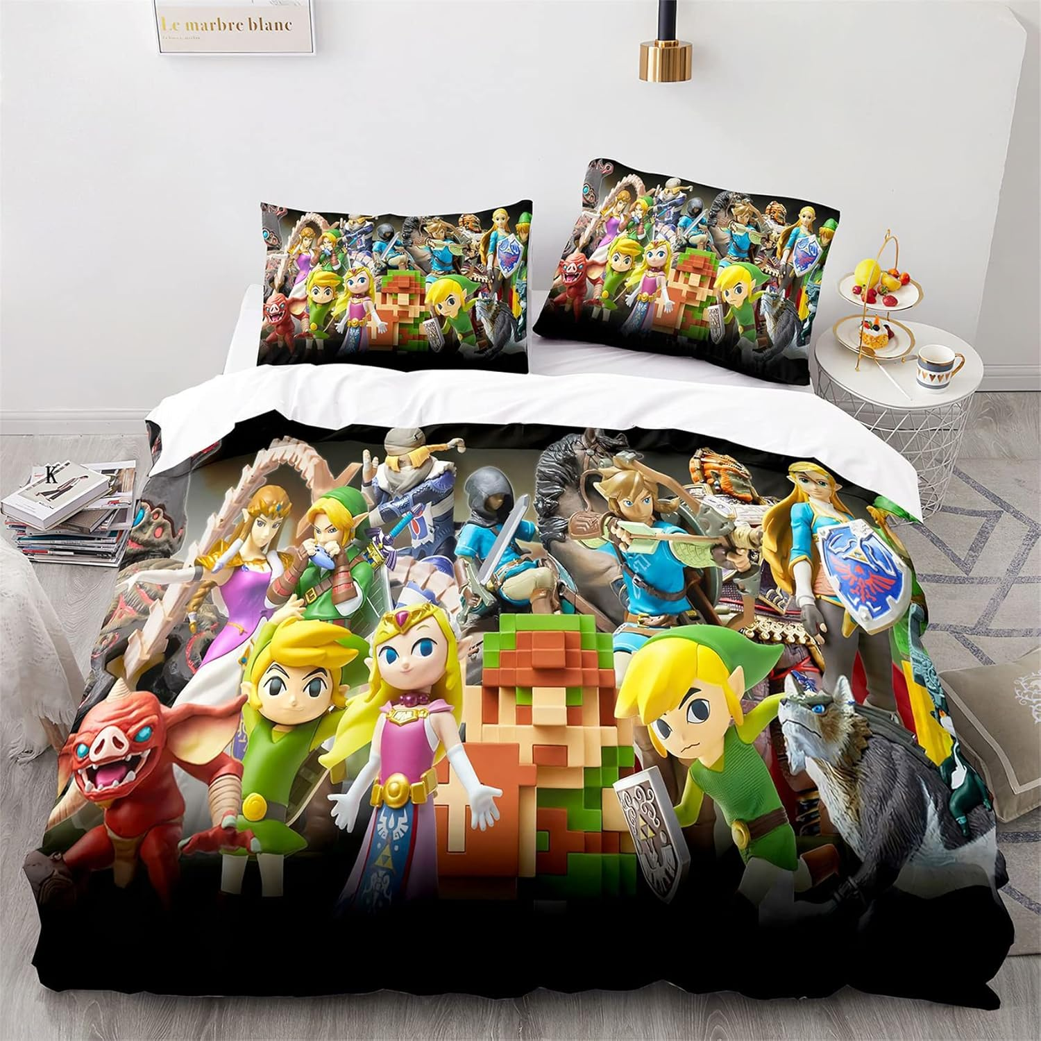 The Legend of Zelda Bedding Duvet Cover Single Size 3 Pieces Lightweight Bedding Set 3D Game Quilt Cover with Zipper Closure