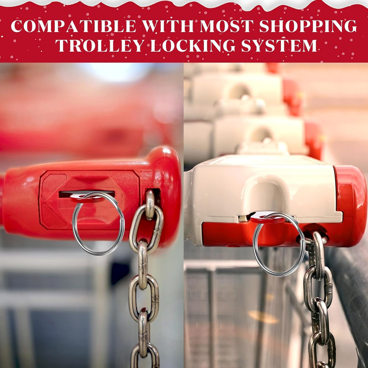 Shimeyao 4 Pcs Portable Aluminum Alloy Key Ring Shopping Cart Trolley Tokens Quarter Keychains Gift for Men Women Christmas - Black image number 7