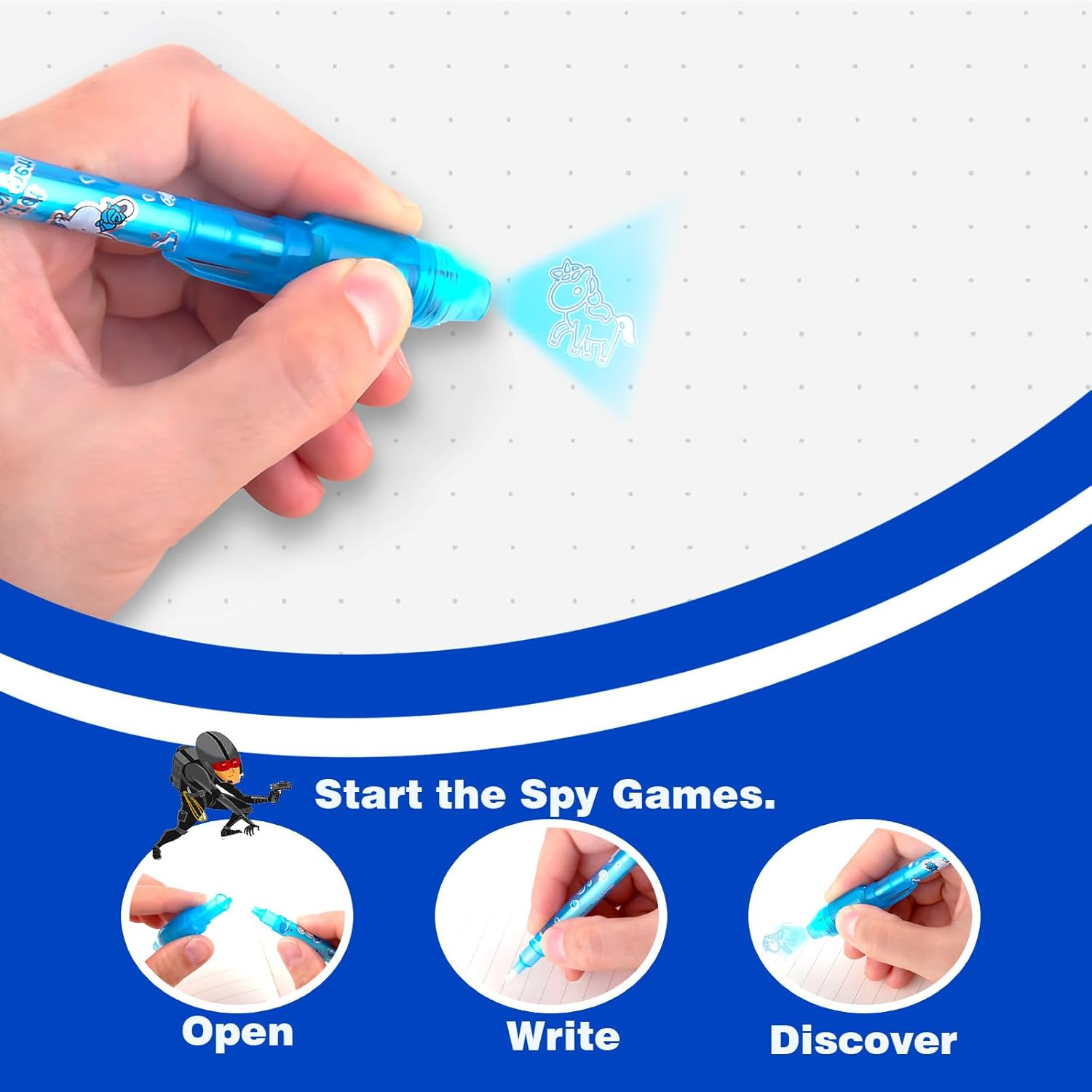 JOLLYFUN 12 Pack Invisible Ink Pen Set with Package for Kids, Secret Message Spy Pen with UV Light, Party Favors, Birthday Gifts for Boys Girls, Magic Markers Fun Activity Toy image number 5