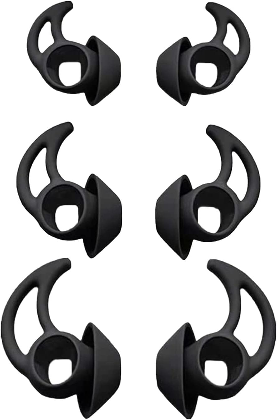 Adhiper Qc/Sport Silicone Ear Plugs Compatible with Bose Quietcomfort/Bose Sport Wireless In-Ear Headphones, S M L 3 Pairs of Silicone Replacement Ear Plugs (Black)