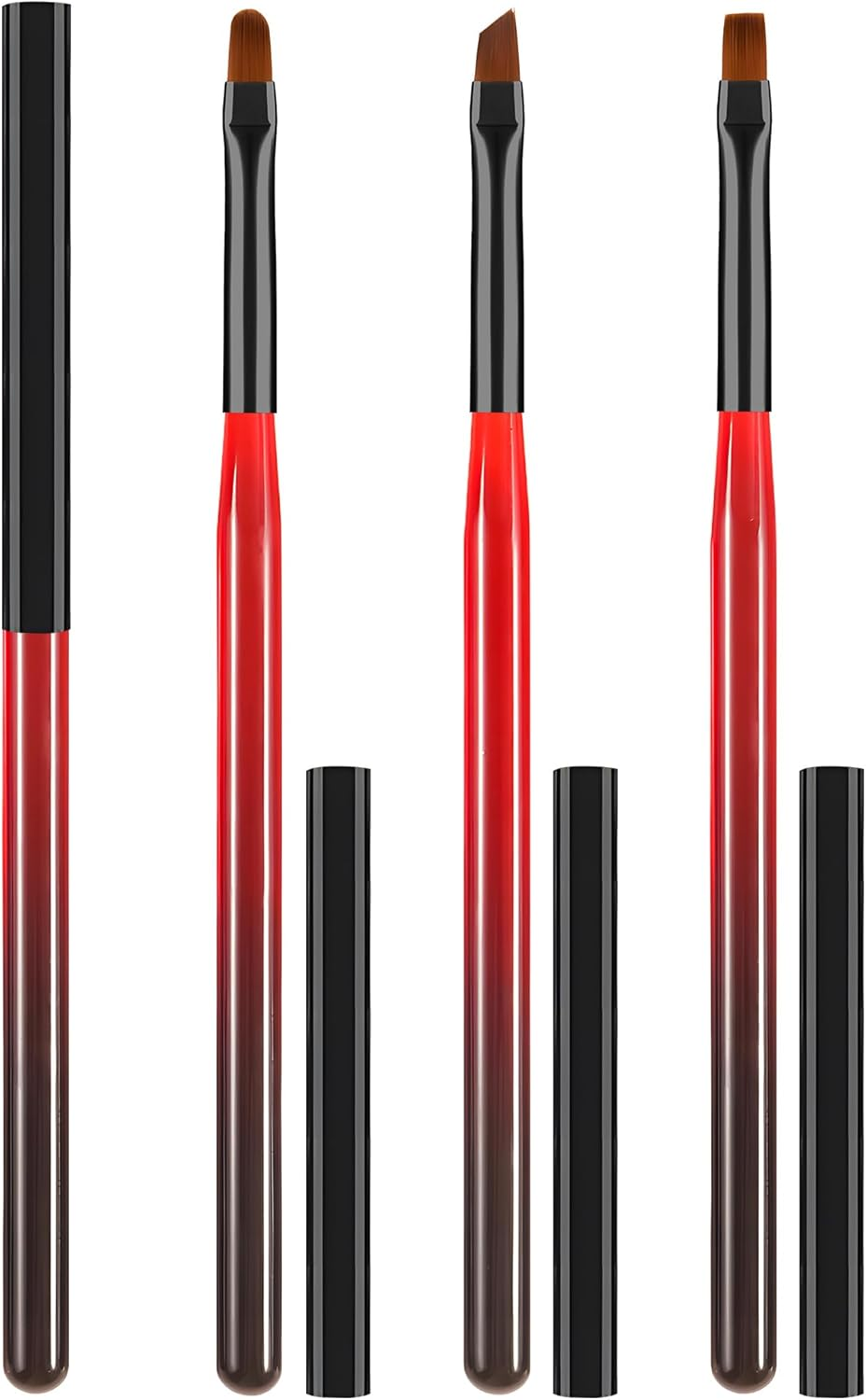 Amilhiton 3PCS Nail Polish Clean up Brush, Round&Flat&Bevel Acetone Resistant Nail Brush for OPI Nail Polish Remover, Fingernail Cleaning Brushes at Home Nail Art and Designs(Gilded Pink)