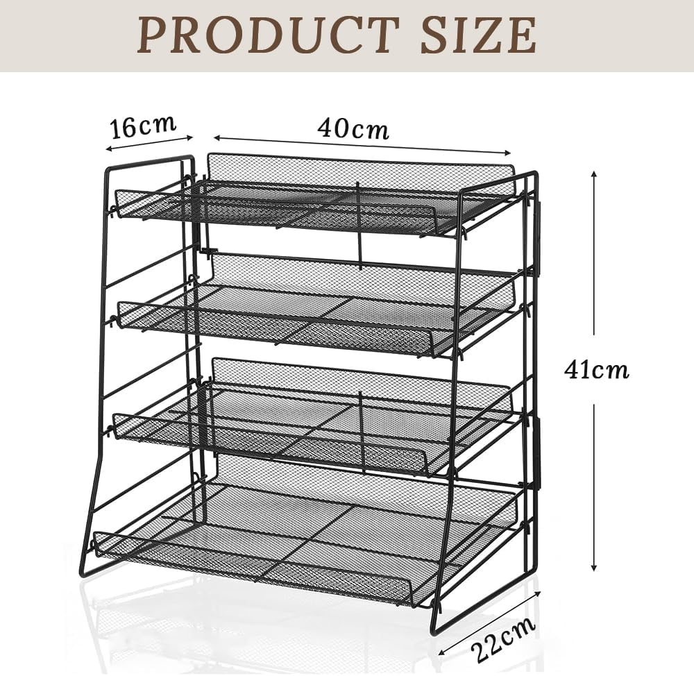 Four-Layer Candy Display Rack, Countertop Potato Chip Storage Rack, Multi-Layer Mesh Metal Snack Storage, Suitable for Countertops, Offices, Theaters, Kitchens and Stores image number 2