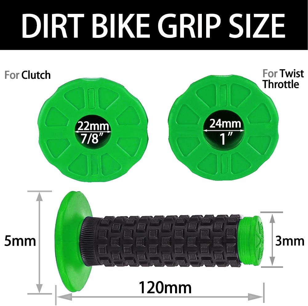 Motorcycle Grips Dirt Bike Grips Pillow Top Grip Mx Grips Universal Handle Grips for KX60 KX65 KX80 KX85 KX100 KX125 KX250 KX250F KX250R KX300 KX400 KX420 KX450 KX450F KX500 KLX110 KLX125 Green image number 2
