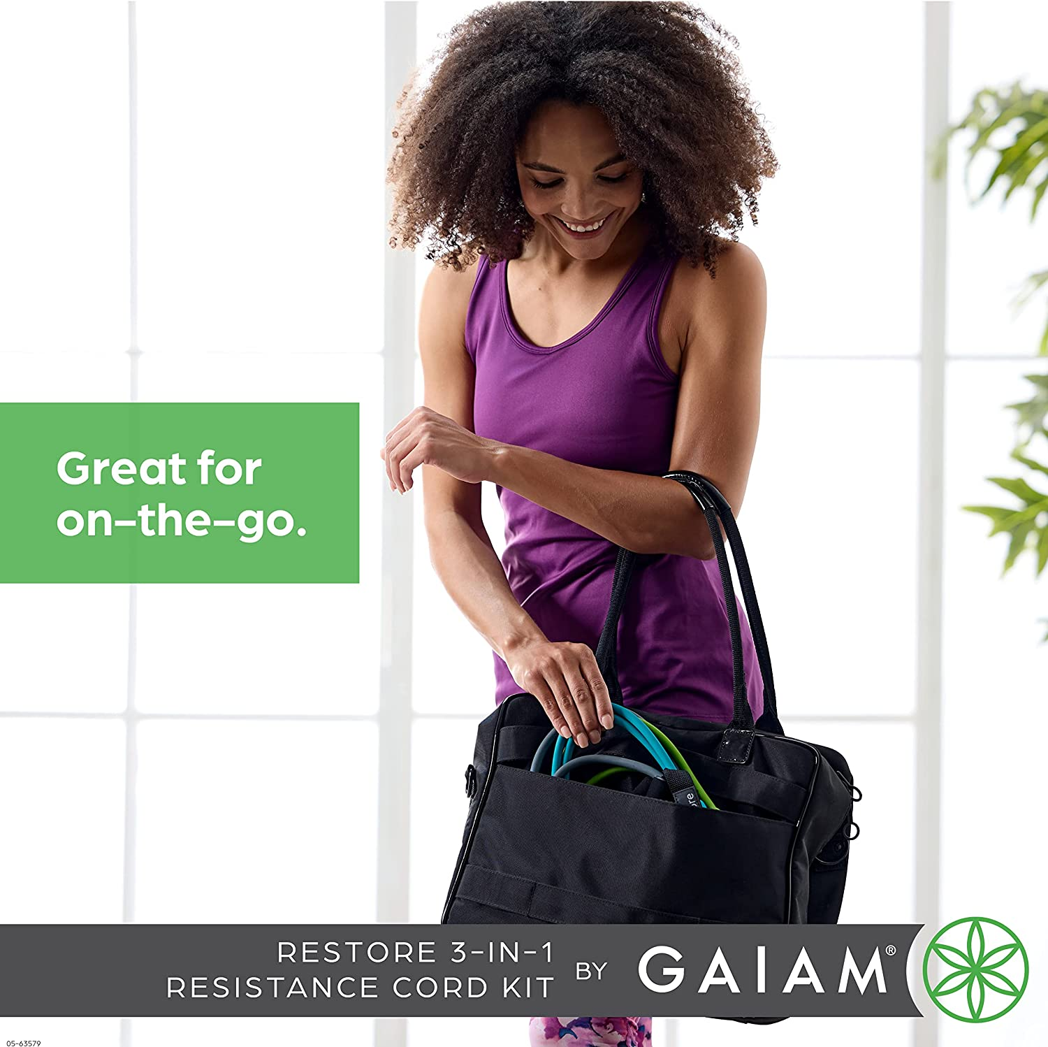Gaiam Restore 3-In-1 Resistance Band Kit - Exercise Cord with Comfort-Grip Foam Handles and Easy-Adjust Interchangeable Strength Bands for High Intensity Training - Light, Medium, and Heavy Resistance image number 1