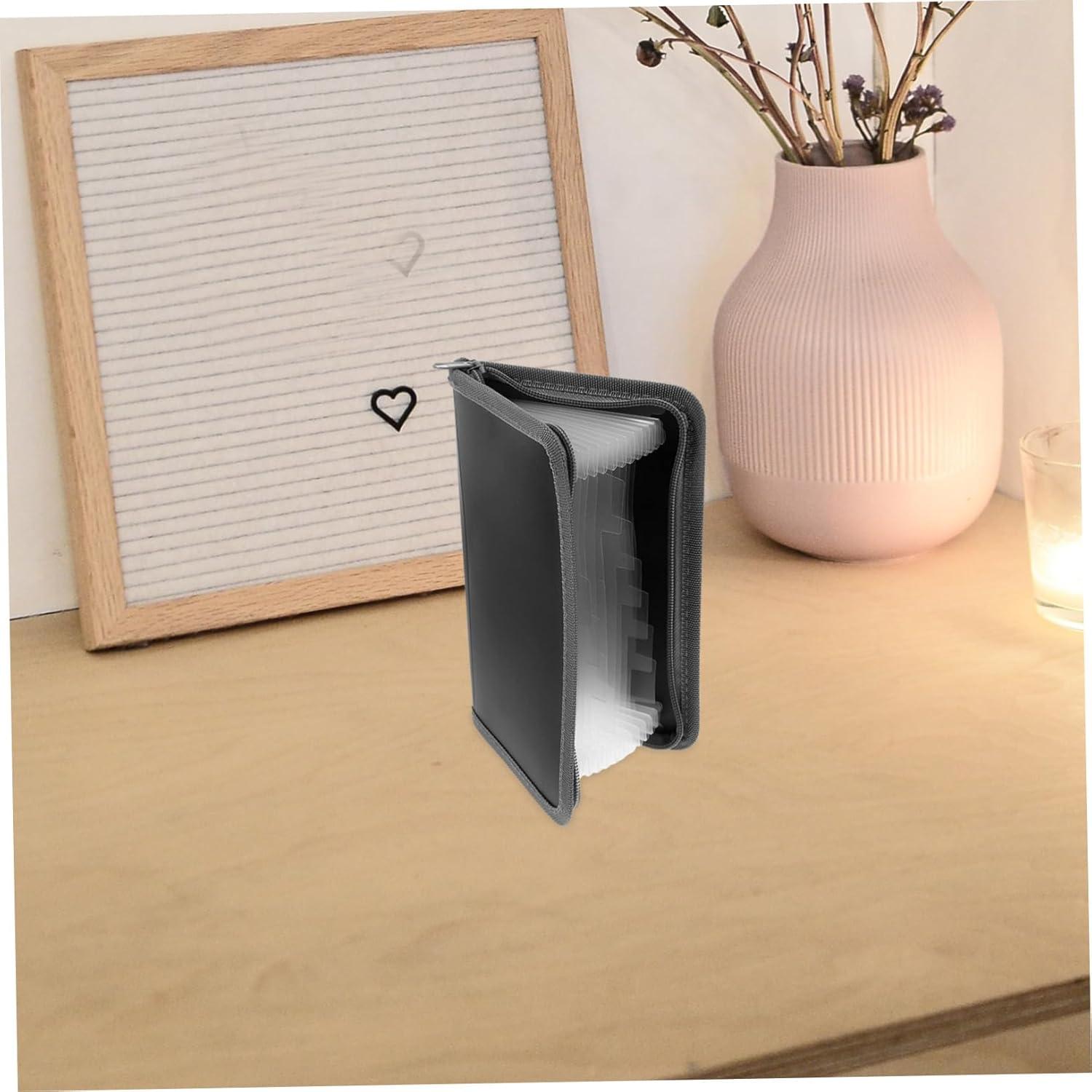 SHOWERORO Accordion File Organizer A6 Mini Expandable Zippered Document Receipt Holder Portable Paper Folder for Travel Office Business Filing