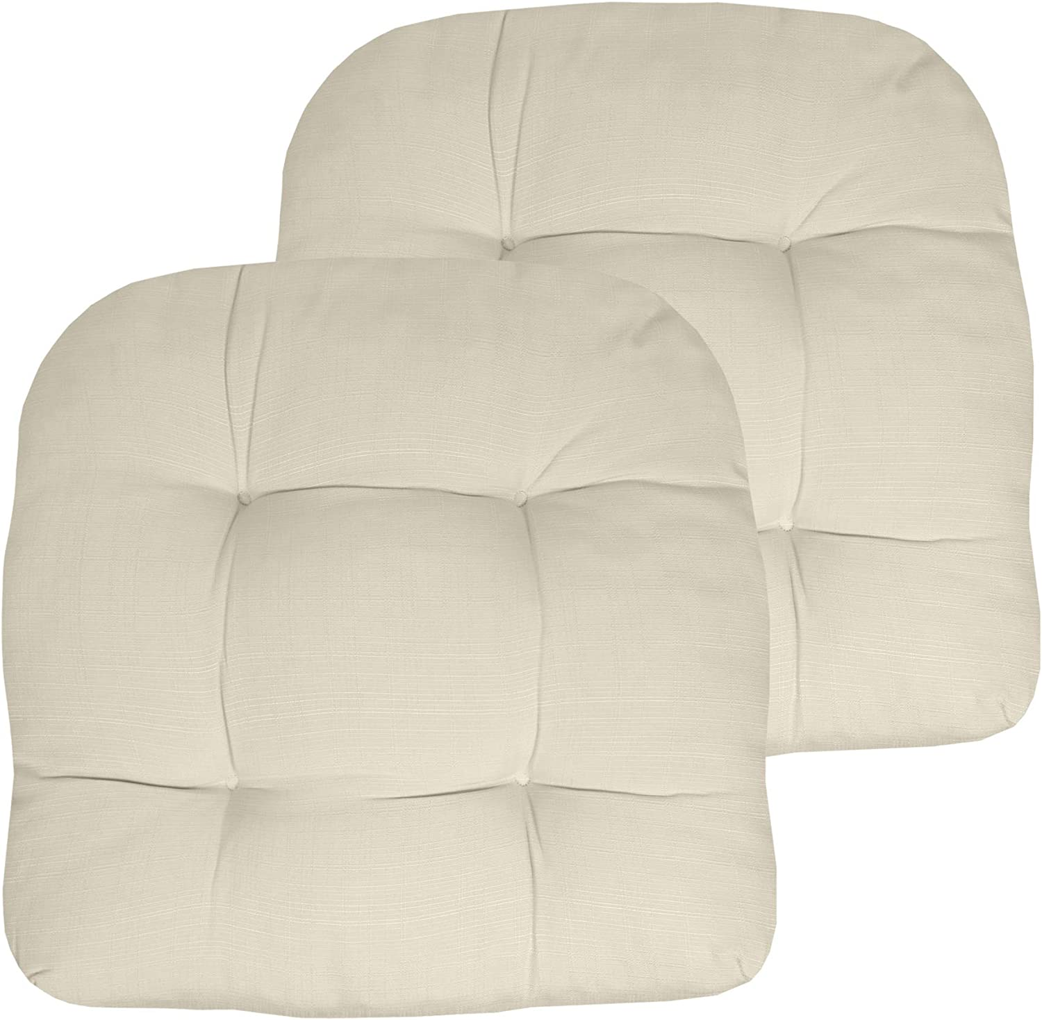 Sweet Home Collection Patio Cushions Outdoor Chair Pads Premium Comfortable Thick Fiber Fill Tufted 21" X 21" Seat Cover, 2 Count (Pack of 1), Cream image number 1