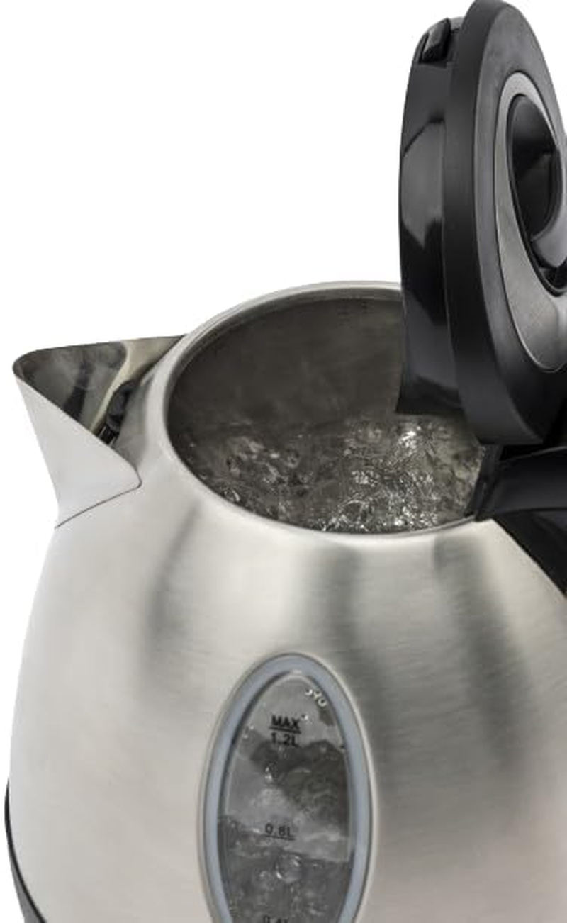 H.Koenig BO12 Kettle 1.2 L Stainless Steel Compact and Practical 1630 W, Measuring Cup with Visible Water Level, Quick Cooker, Washable, Indicator Light, 360&deg; Base image number 3