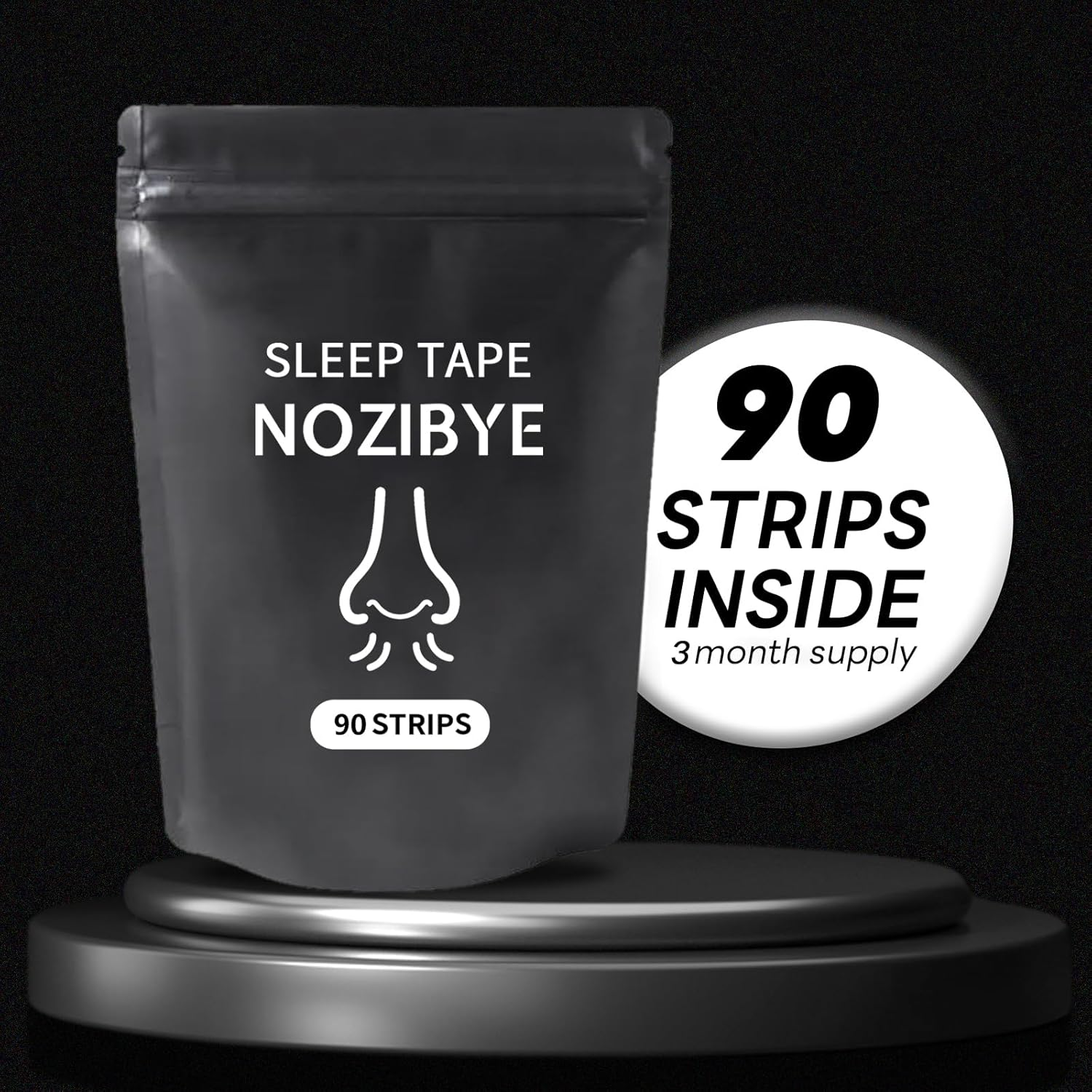 Nozibye Nose Strips, anti Snore & Better Breathing (90 Count, Black) - Nose Strips for Sleeping, Nasal Strips to Stop Snoring, Clear Airways