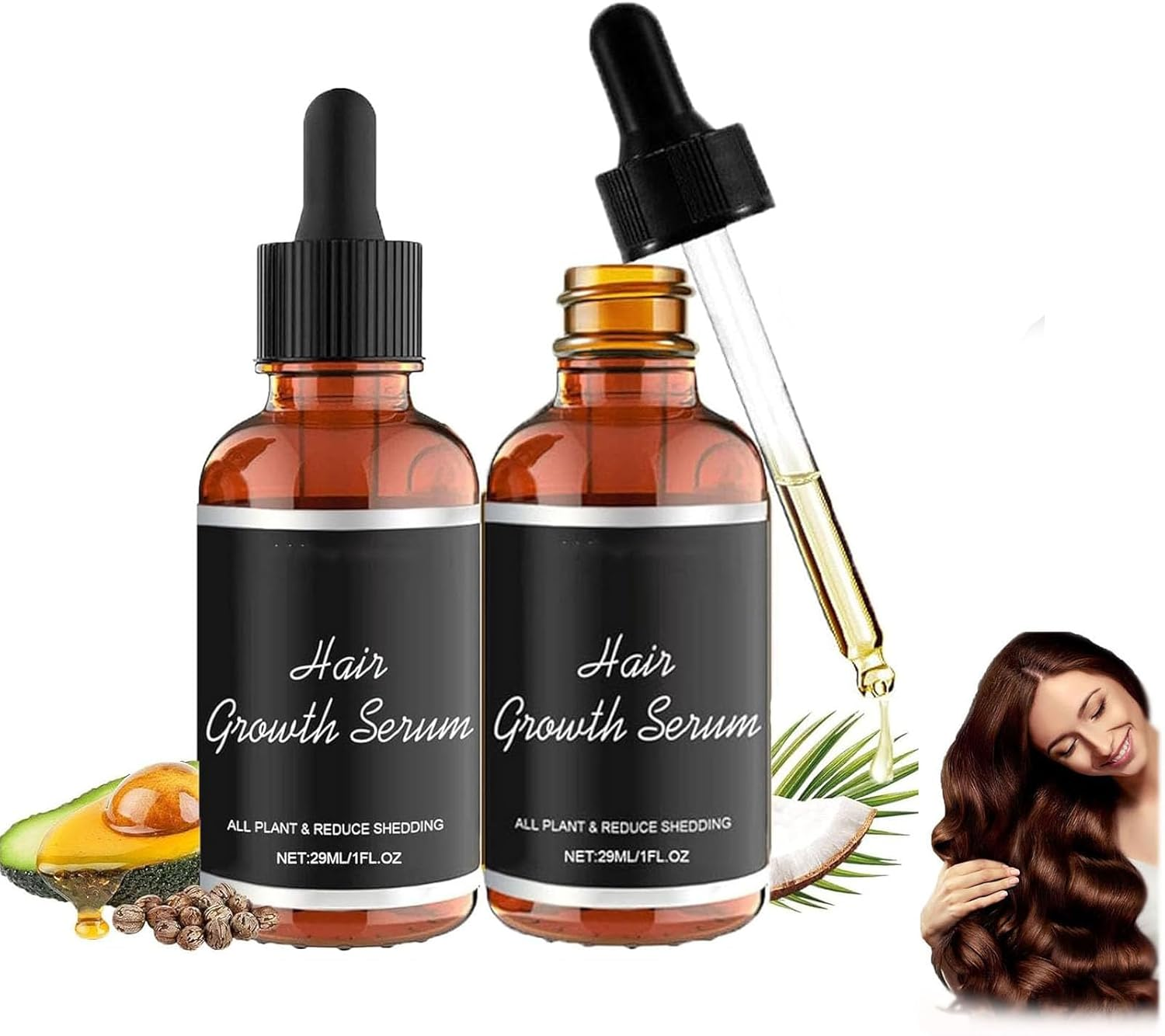 Lifewitqueenp Hair Care Growth Oil, Natural Hairs Quick Absorption Growth Density Essential Oil, Nourishes Hair, Reduces Breakage, Strengthens Hair Roots, Keeps Hair Smooth and Soft (3PCS)