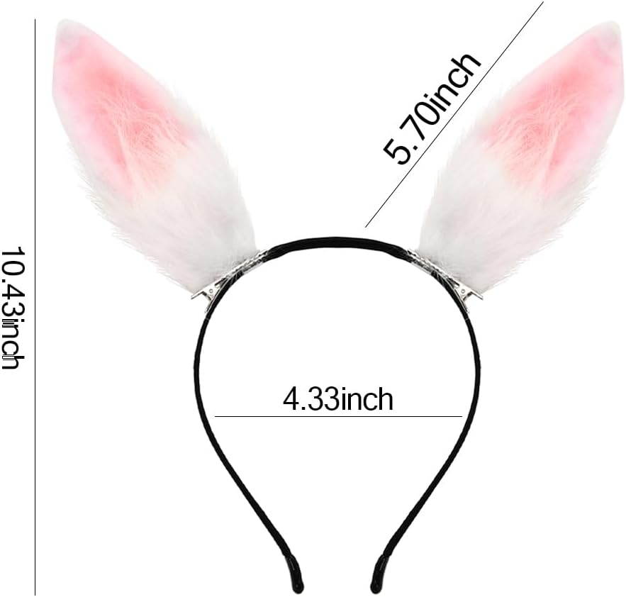 Bunny Ears Headband for Women Cute Furry Headwear Rabbit Ears Hairband Headbands for Cosplay Party Rabbit Costumes Hair Accessories for Girls image number 5