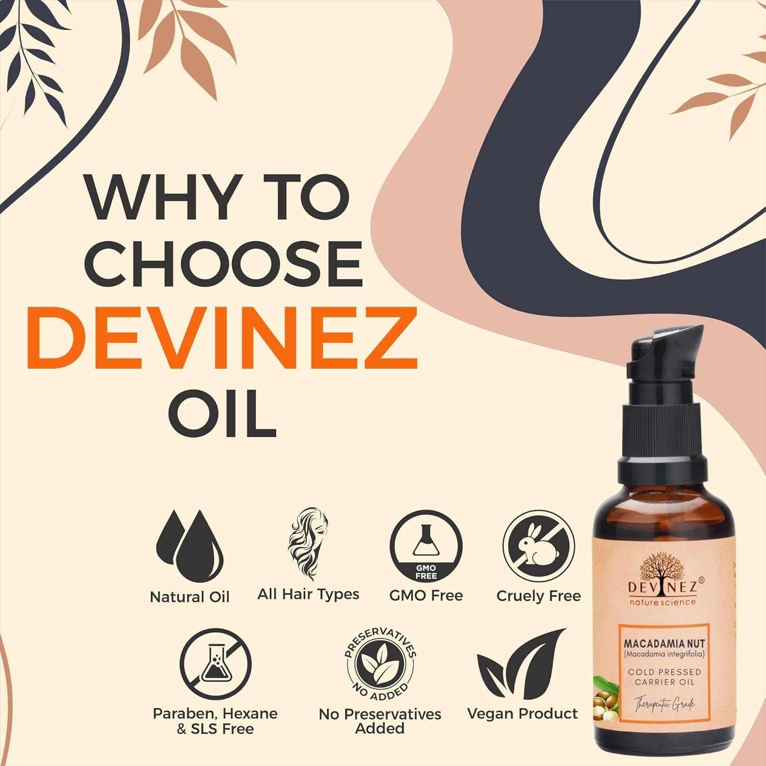 Devinez Macadamia Nut Cold-Pressed Oil, 15Ml 100% Pure, Natural & Undiluted, Oleic Acid (Omega 9), for Healthy Hair, Prevent Wrinkles, Age Spots and Other Signs of Aging image number 4