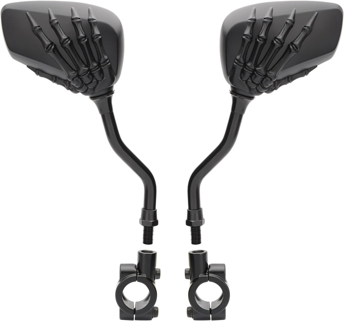 1 Pair Bicycle Mirror Bicycle Rear View Mirror Blindsight Multi Angle Adjustable Bike Mirror Billet Aluminum Chrome Plated outside Bike Side View Mirrors Skull Claw Style image number 1