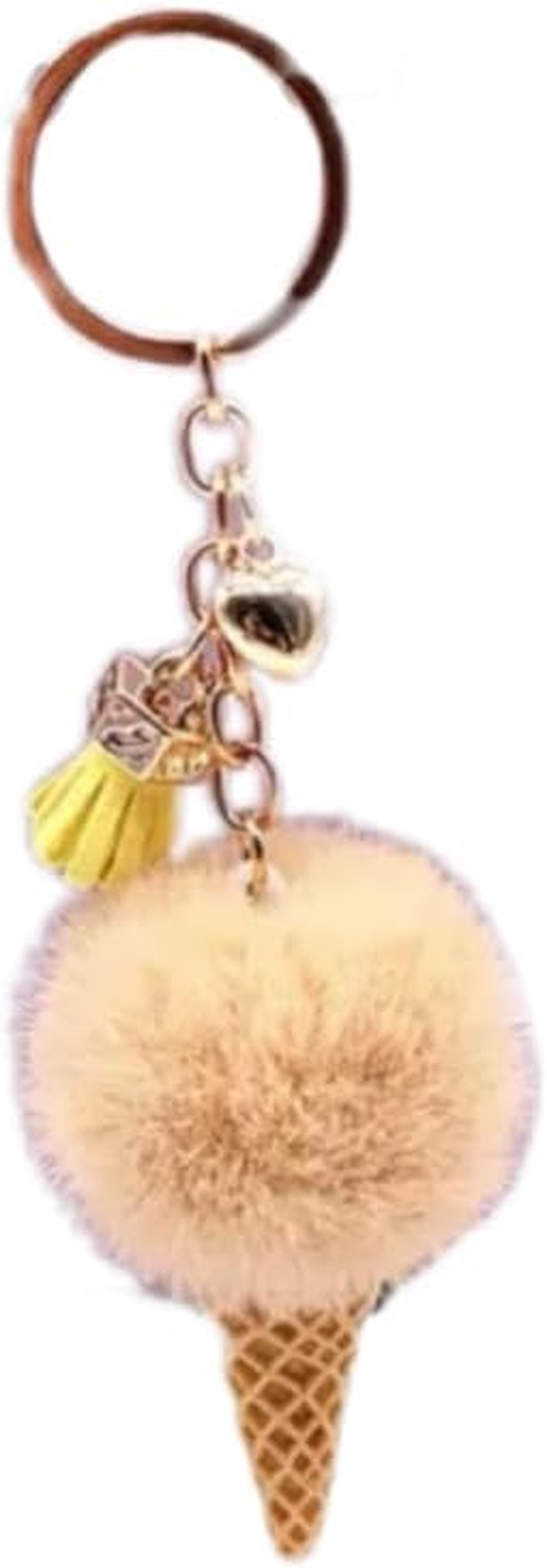 Kzhuim Soft Plush Ice Cream Keychain - 10 Color Dessert Pendant Charm for Bags, Backpacks, Women, Kids (4.5Cm, 14.5Cm Total)