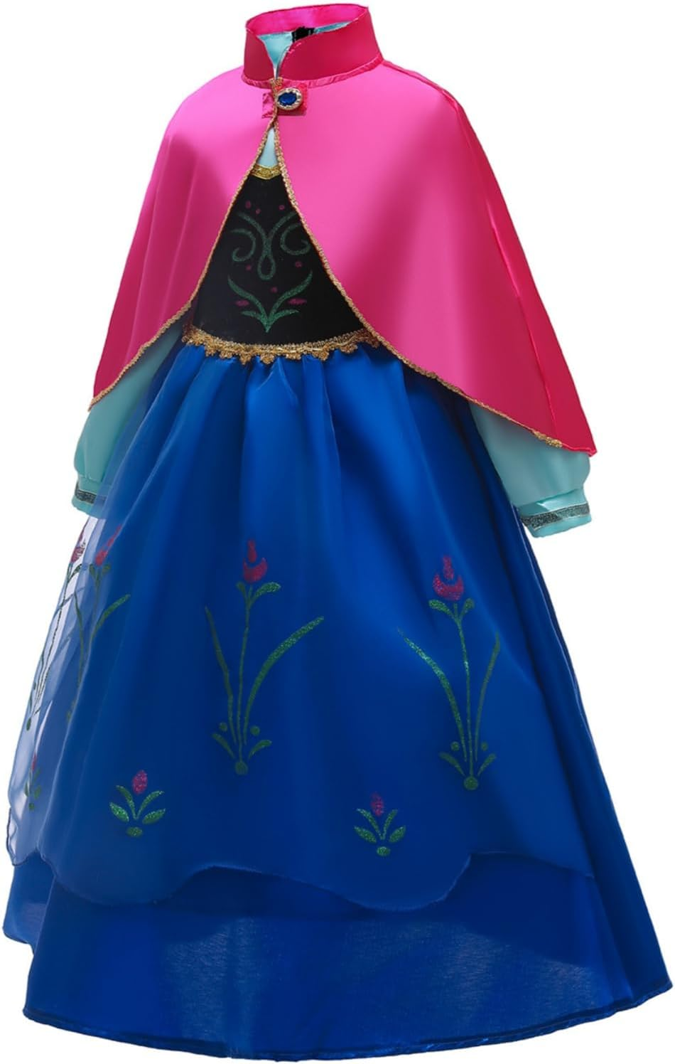 Princess Dress up Girls Halloween Cosplay Costume Anna Dress Long Sleeve with Cape image number 1
