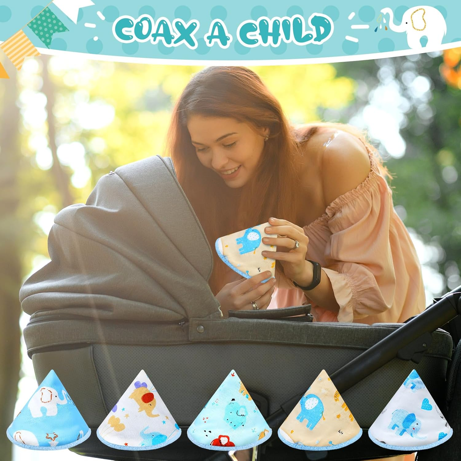 Timgle 10 Pcs Coral Velvet Pee Covers Baby Boy, Strong Water Absorption Pee Shield for Baby Boy, Reusable Pee Cap, Diaper Changing Accessory for Boys Newborn Gift (Elephants) image number 4