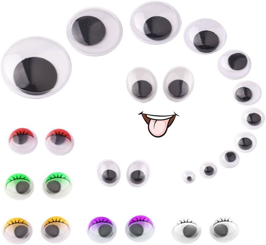 KUUQA 1200 Pieces Plastic Self-Adhesive Wobbly Googly Wiggle Eyes for DIY Craft Scrapbooking Accessories,Teddy Bear Doll Making Toys Eyes(Assorted Sizes) image number 6