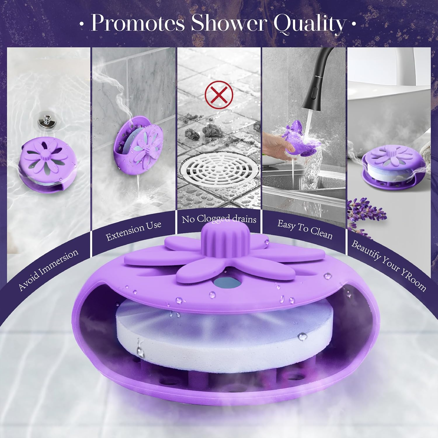 Purple Shower Steamers Tray, Big Suction Cup Shower Steamer Tablet Holder Dish for Long Lasting Use, Flake Bath Bombs Container, Adornment Household Supply Car Decoration Yoga Decor - Blue image number 4