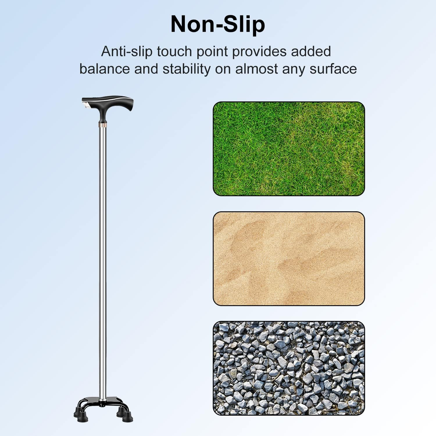 Supregear Quad Cane Tips (4-Pack) - Heavy Duty Rubber 13 Mm Cane Tip - Non-Slip Extreme Grip Cane Replacement Foot - Accessories for Walking and Standing Stick for Women, Men, Seniors, Elderly image number 1