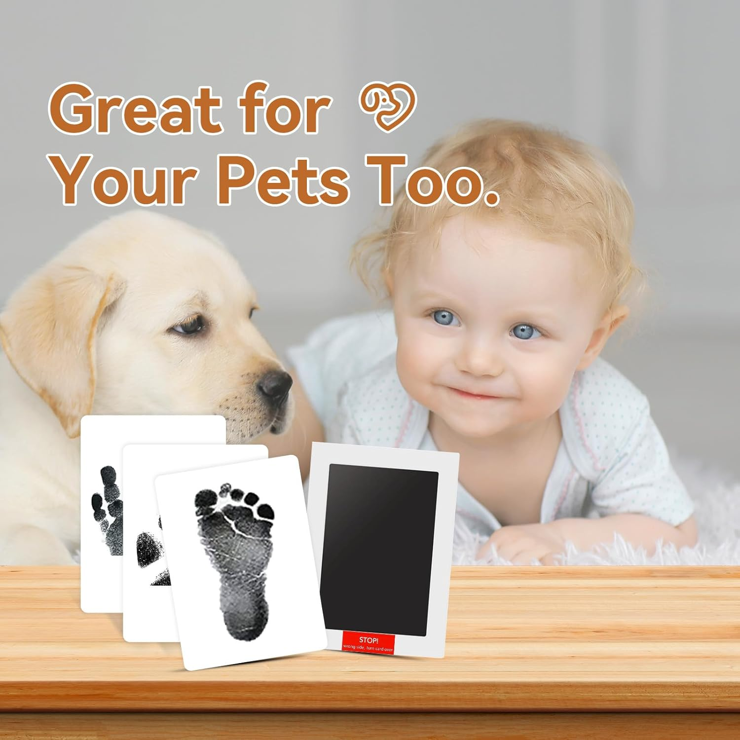 4-Pack Inkless Hand and Footprint Kit - Ink Pad for Baby Hand and Footprints - Dog Paw Print Kit, Dog Nose Print Kit - Baby Footprint Kit,Baby Foot Printing Kit, Handprint Kit (Jet Black) image number 3