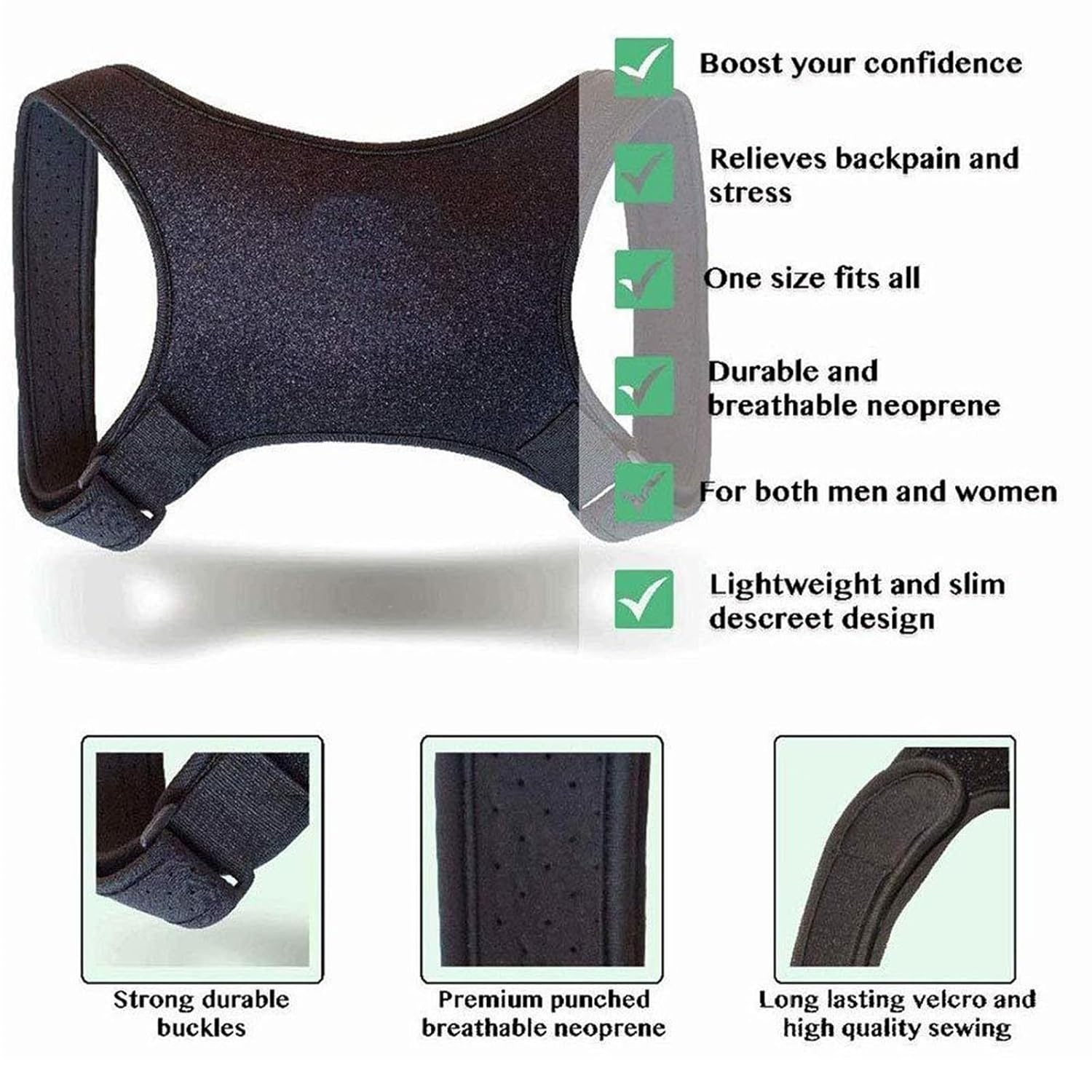 Posture Corrector，Annuoyi Posture Corrector for Women and Men,Adjustable Posture Corrector, Shoulder Brace, Helps Relieve Back Pain and Neck Pain - Promotes Good Posture image number 4