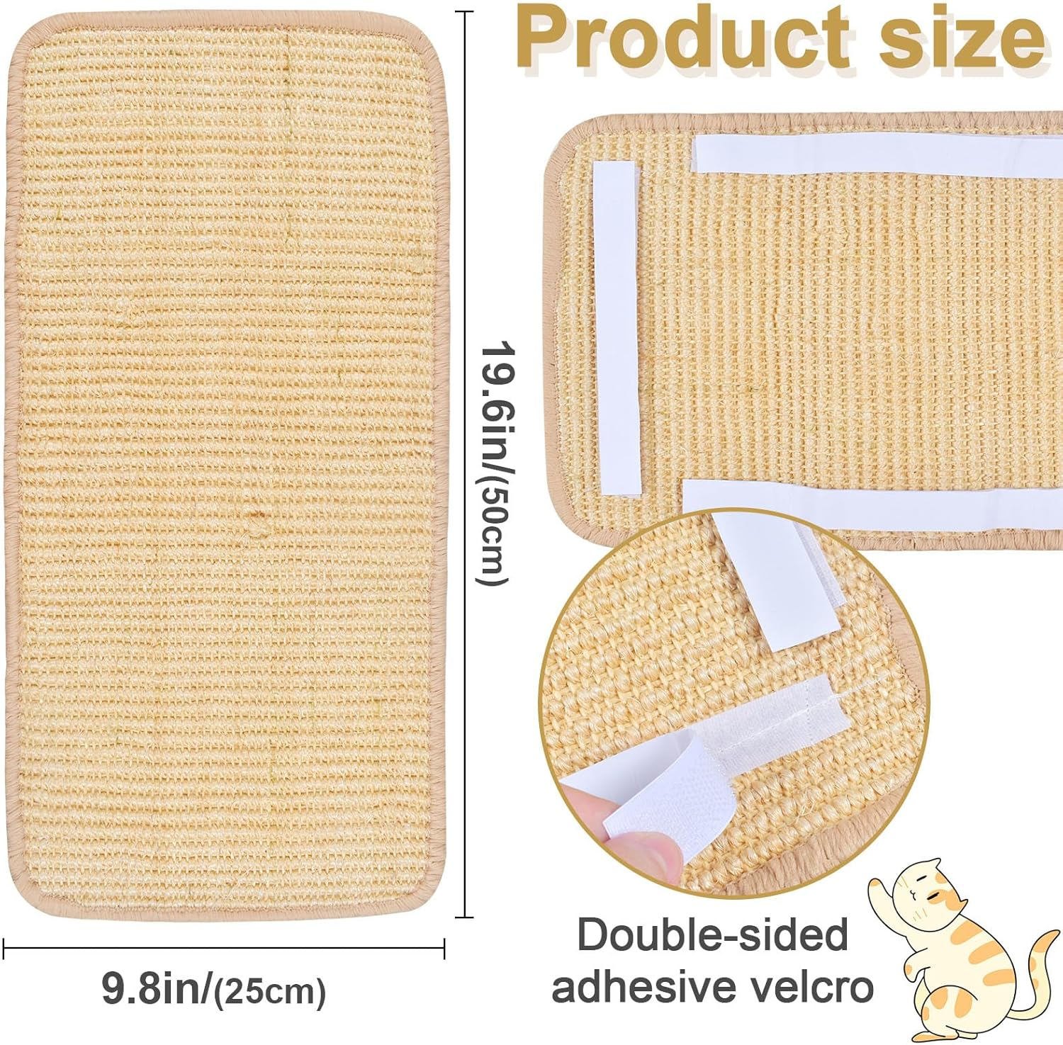Pack of 2 Sisal Cat Scratching Mat, 50 X 25 Cm, Sisal Scratching Rug for House Cats, Claws Loops for Protects Carpets and Sofas image number 3