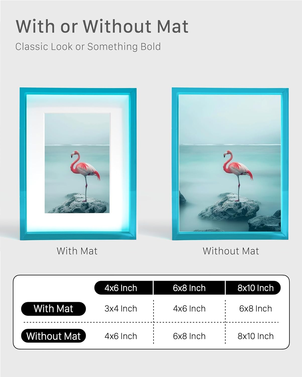 FARWAYVIEW Blue 4X6 Acrylic Picture Frame with Mat Neon Modern Colorful Tabletop & Wall Mount, Bondi Blue image number 3