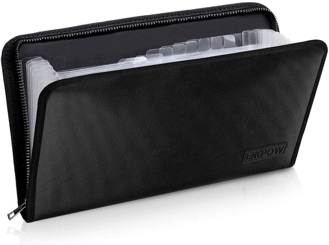 Expanding File Folder Document Organizer Fireproof and Waterproof Document Bag with A5 Size 13 Pockets Zipper Closure Portable Filing Wallet Holder Storage for Check,Bill,Receipts,Tickets(11.4' X6.3')