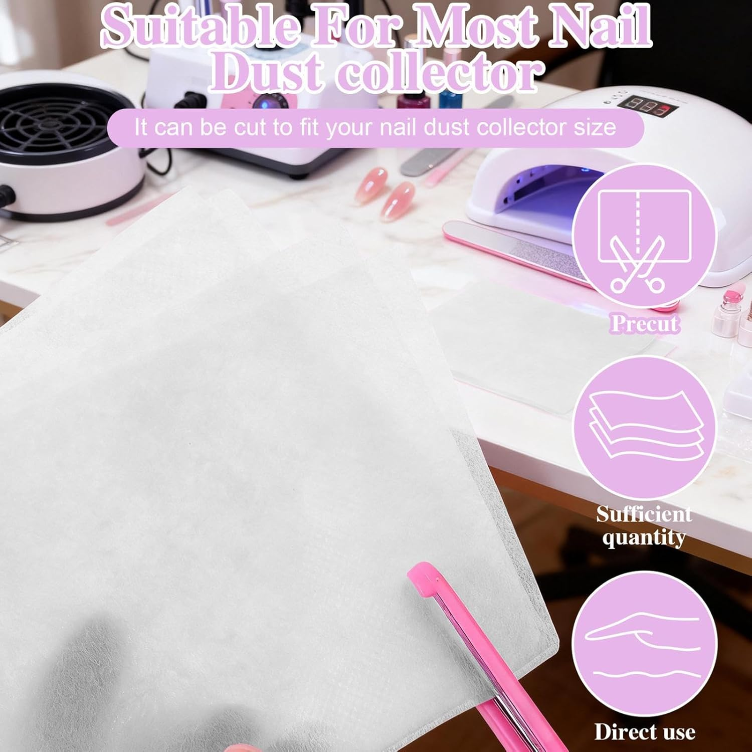 Aebtoe Nail Dust Collector Filter Sheets - Replacement Pads - Nail Dirt Collector Filter,For Home Salon Manicure Grooming Personal Care image number 2