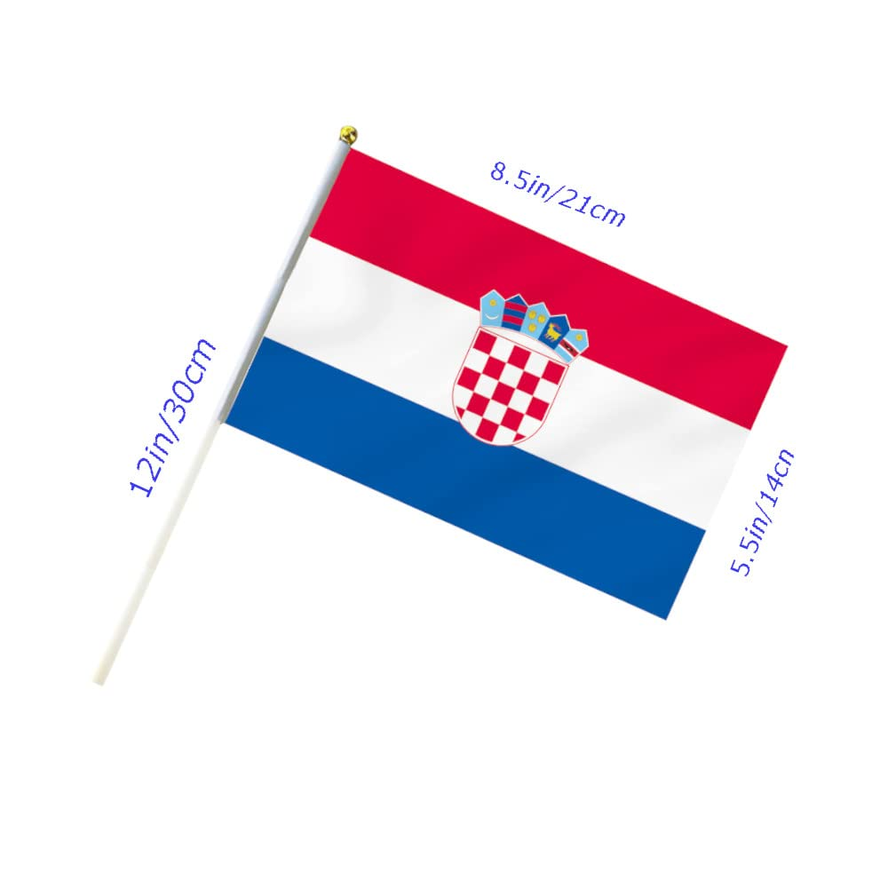 10 PCS Handheld Croatia Flag,8.5&times;5.5 Inch Hand Held Mini Croatian Flags Banner for Indoor Outdoor Parade Waving the Tlag and Shouting image number 4